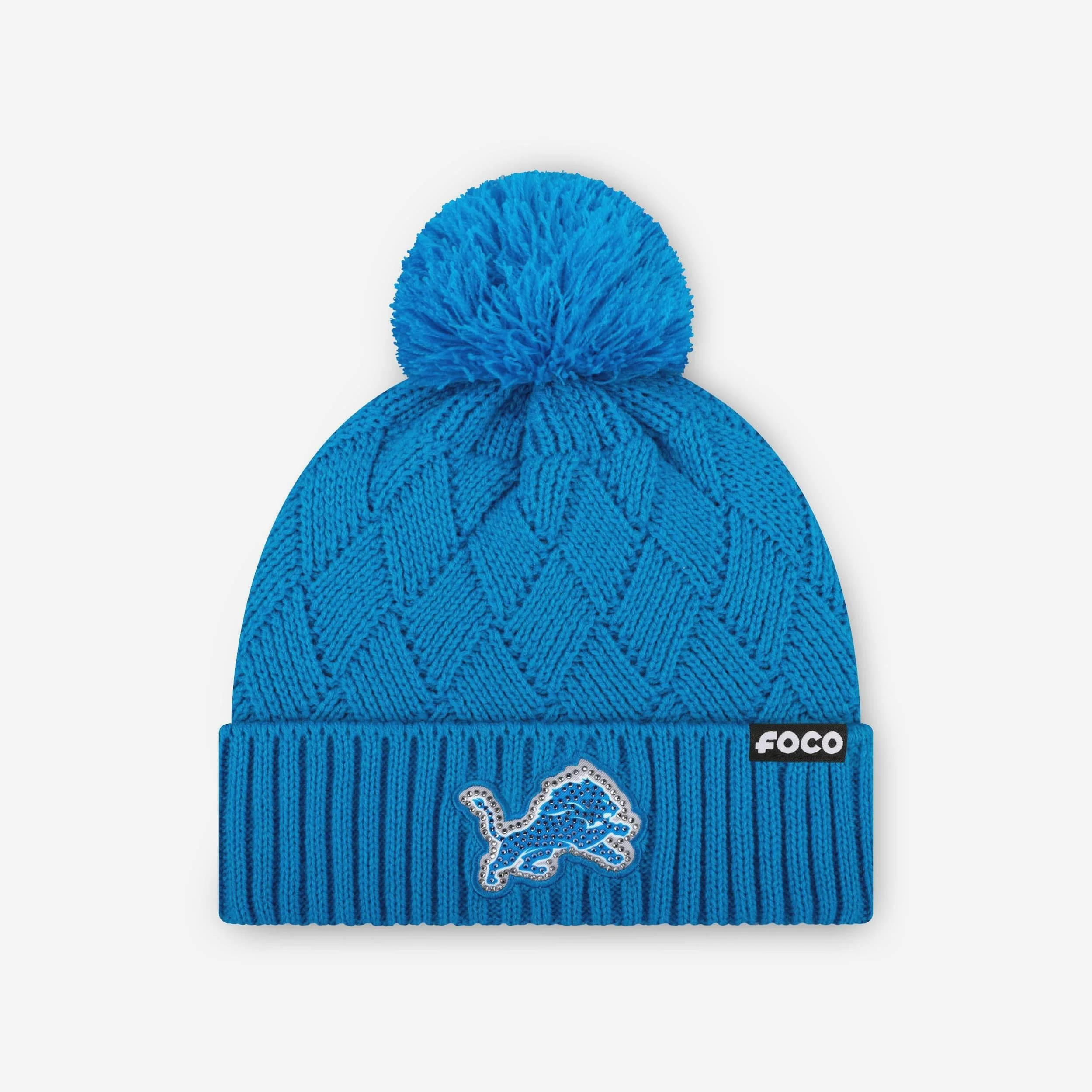 Detroit Lions Rhinestone Primary Logo Criss Cross Beanie