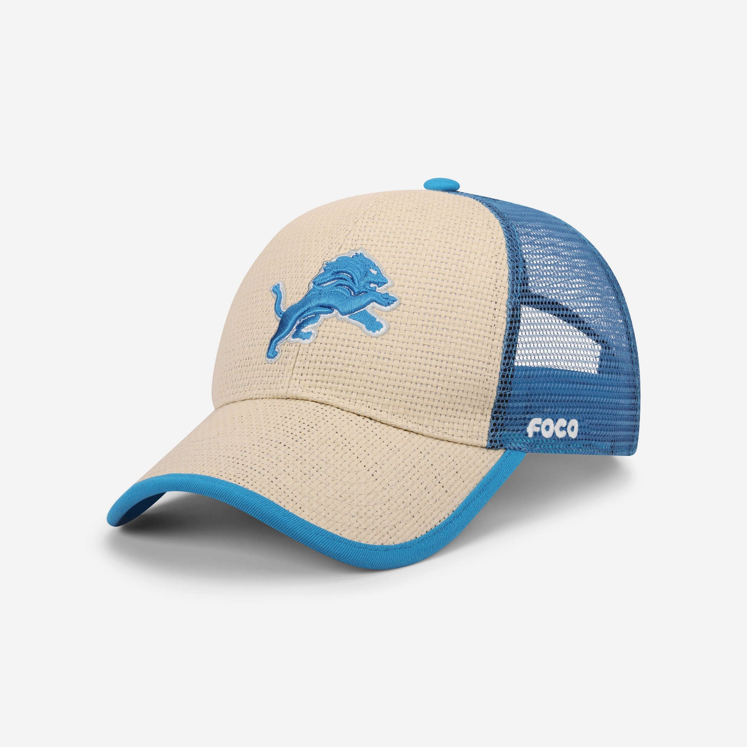 Detroit Lions Straw Casual Trucker Cap