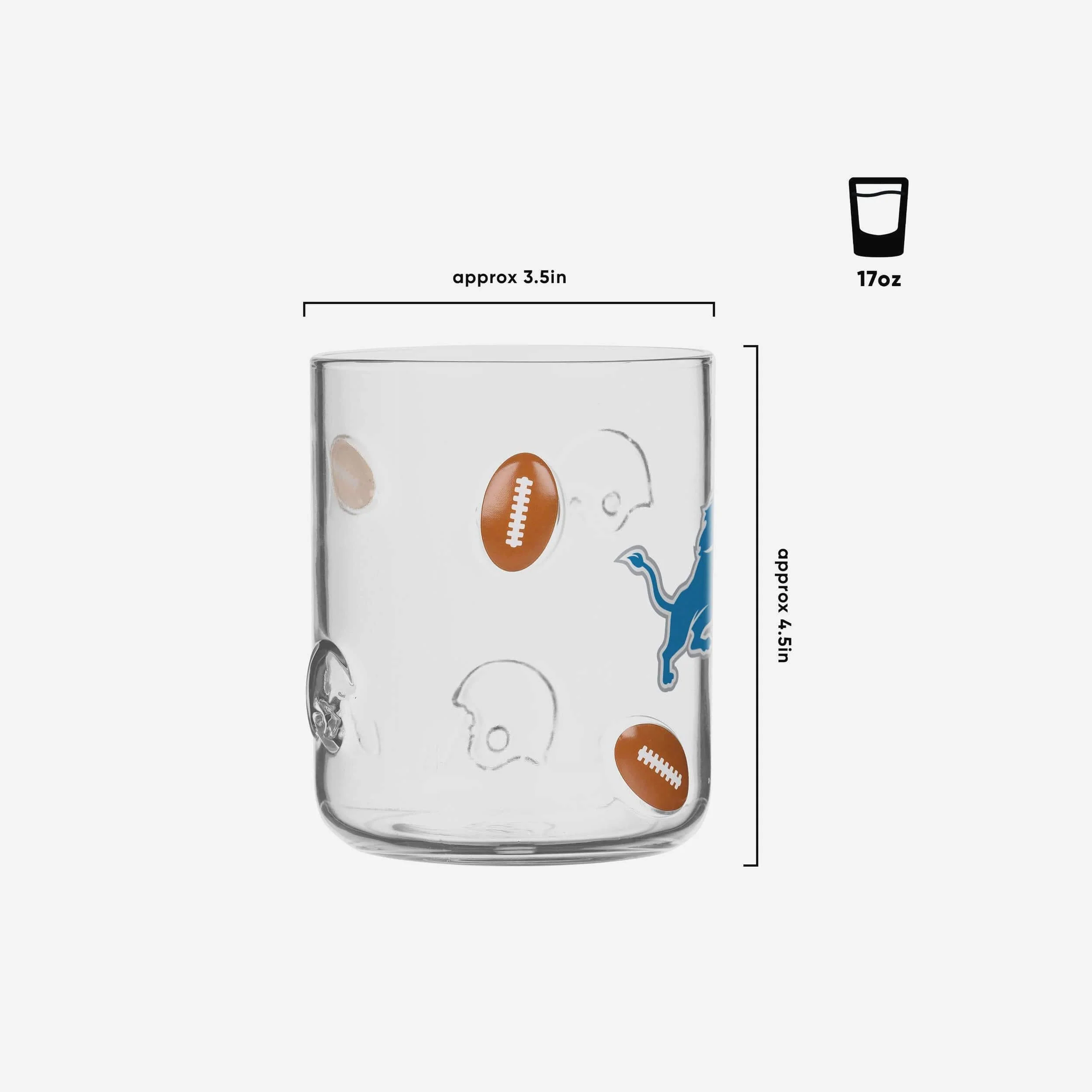 Detroit Lions Team Logo 17 oz Glass Cup - Image 2