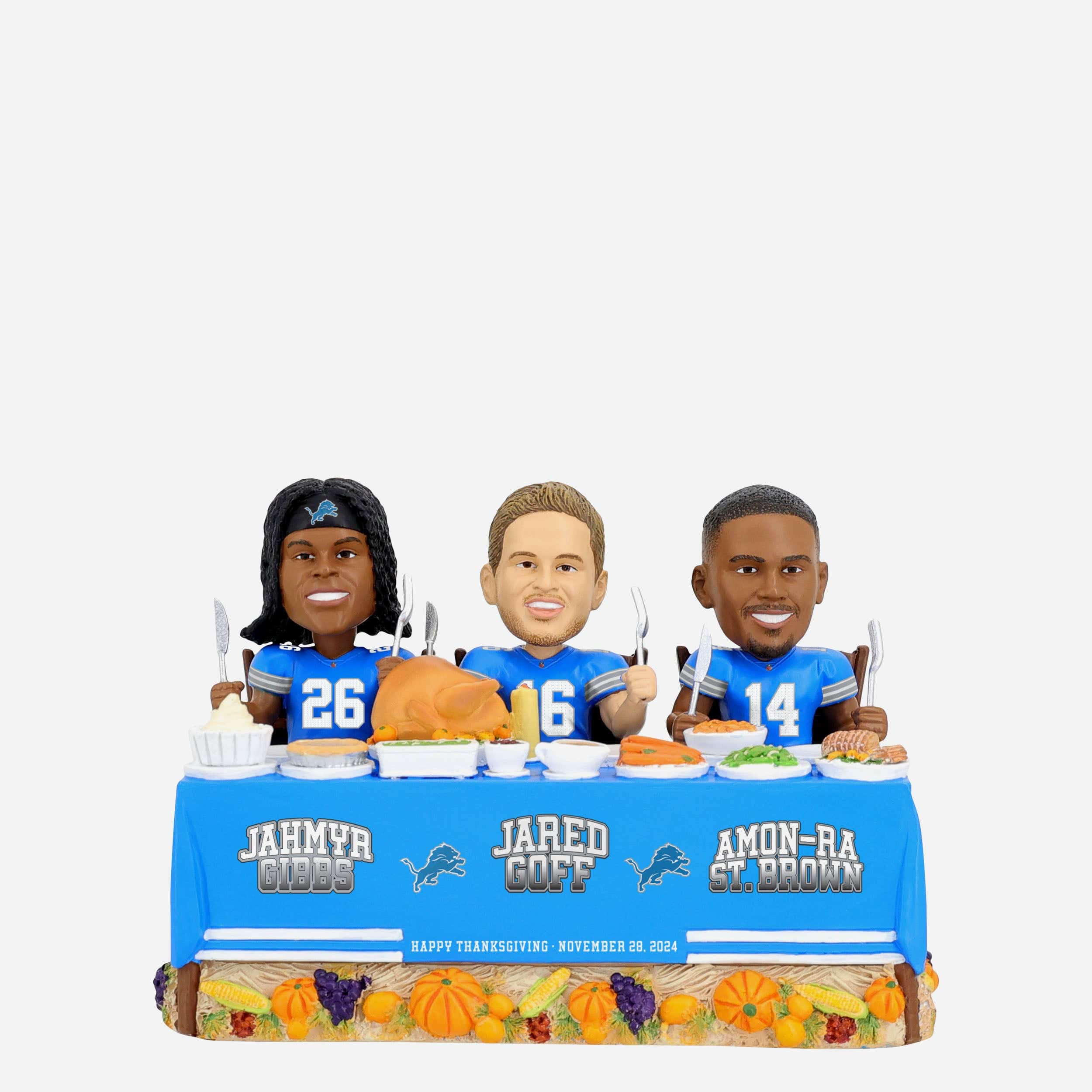 Detroit Lions Thanksgiving Feast Mini Bobblehead Scene