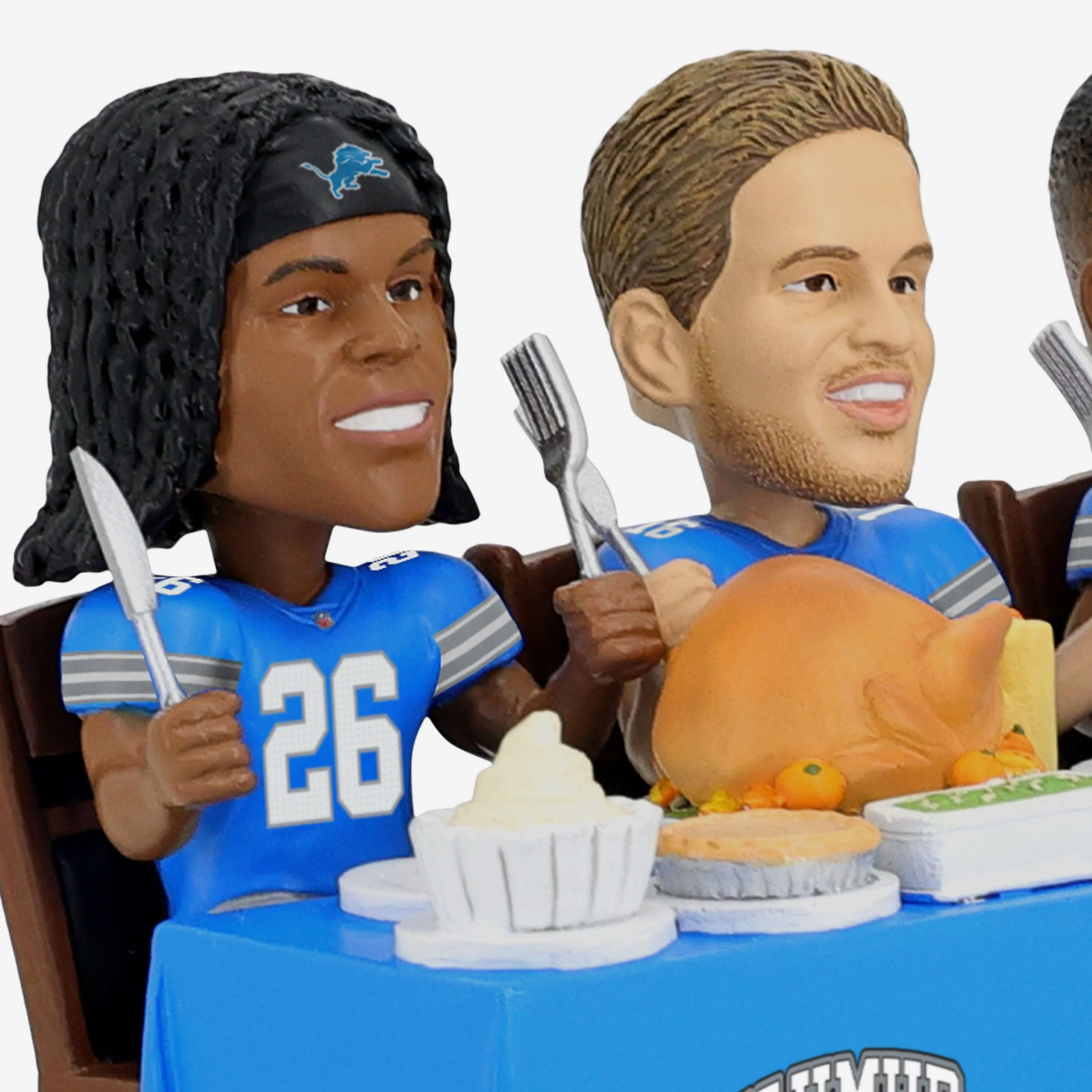 Detroit Lions Thanksgiving Feast Mini Bobblehead Scene - Image 3