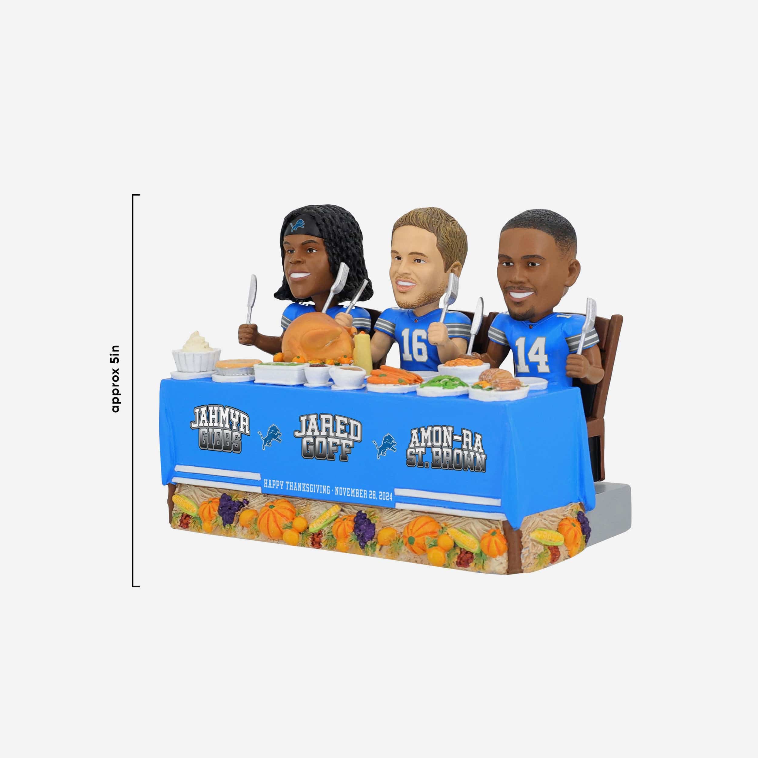 Detroit Lions Thanksgiving Feast Mini Bobblehead Scene - Image 5