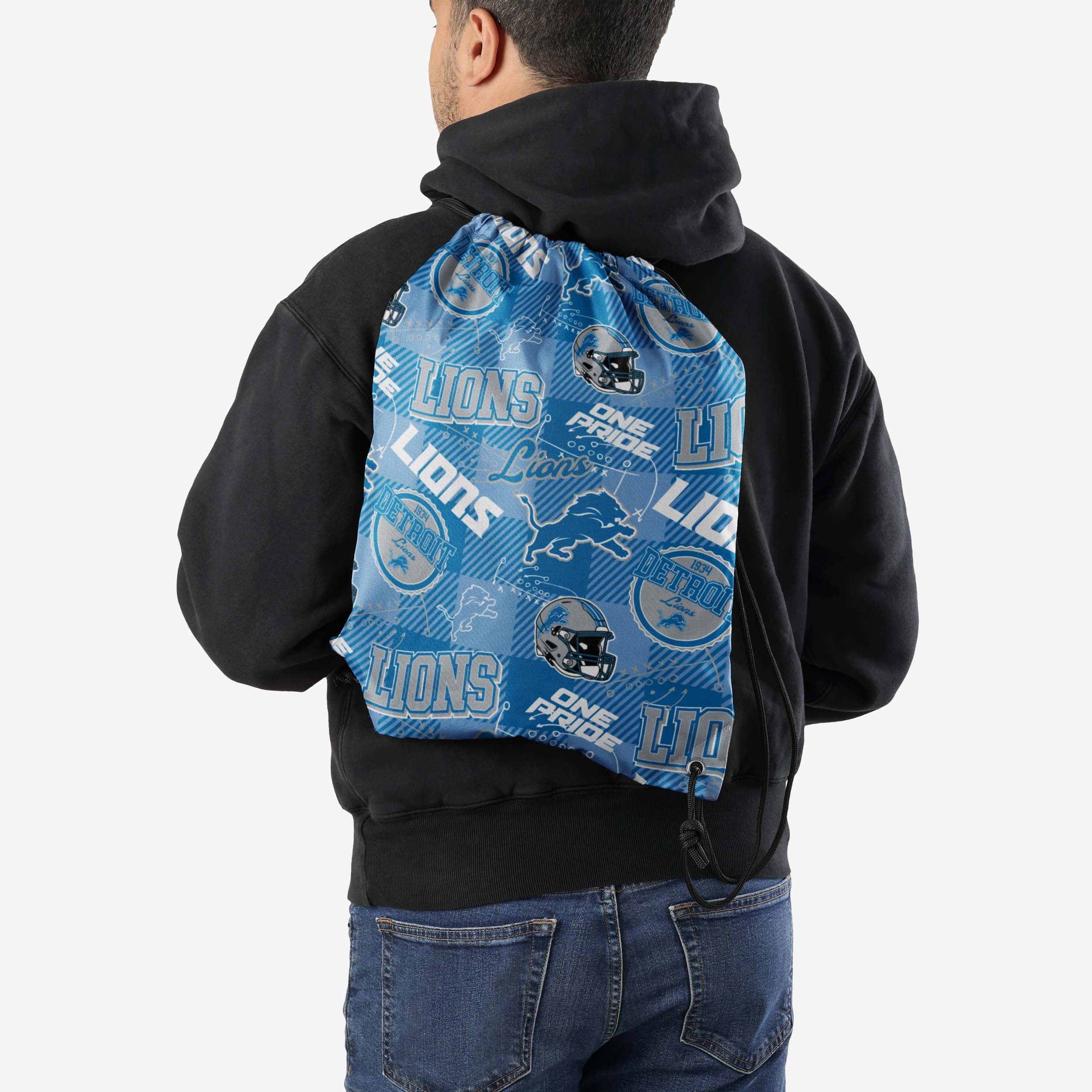 Detroit Lions Thematic Repeat Print Drawstring Backpack - Image 2