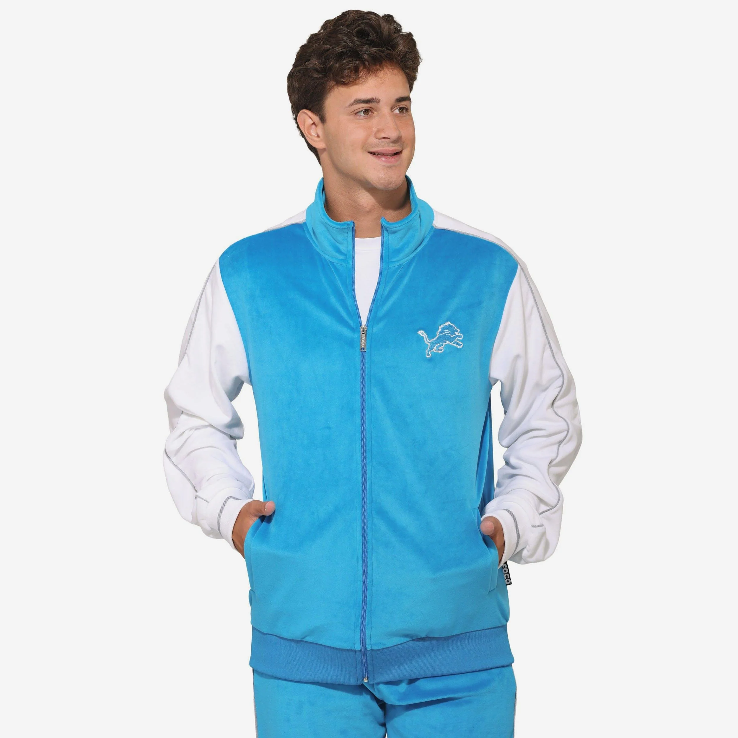 Detroit Lions Two Tone Velour Zip Up Top