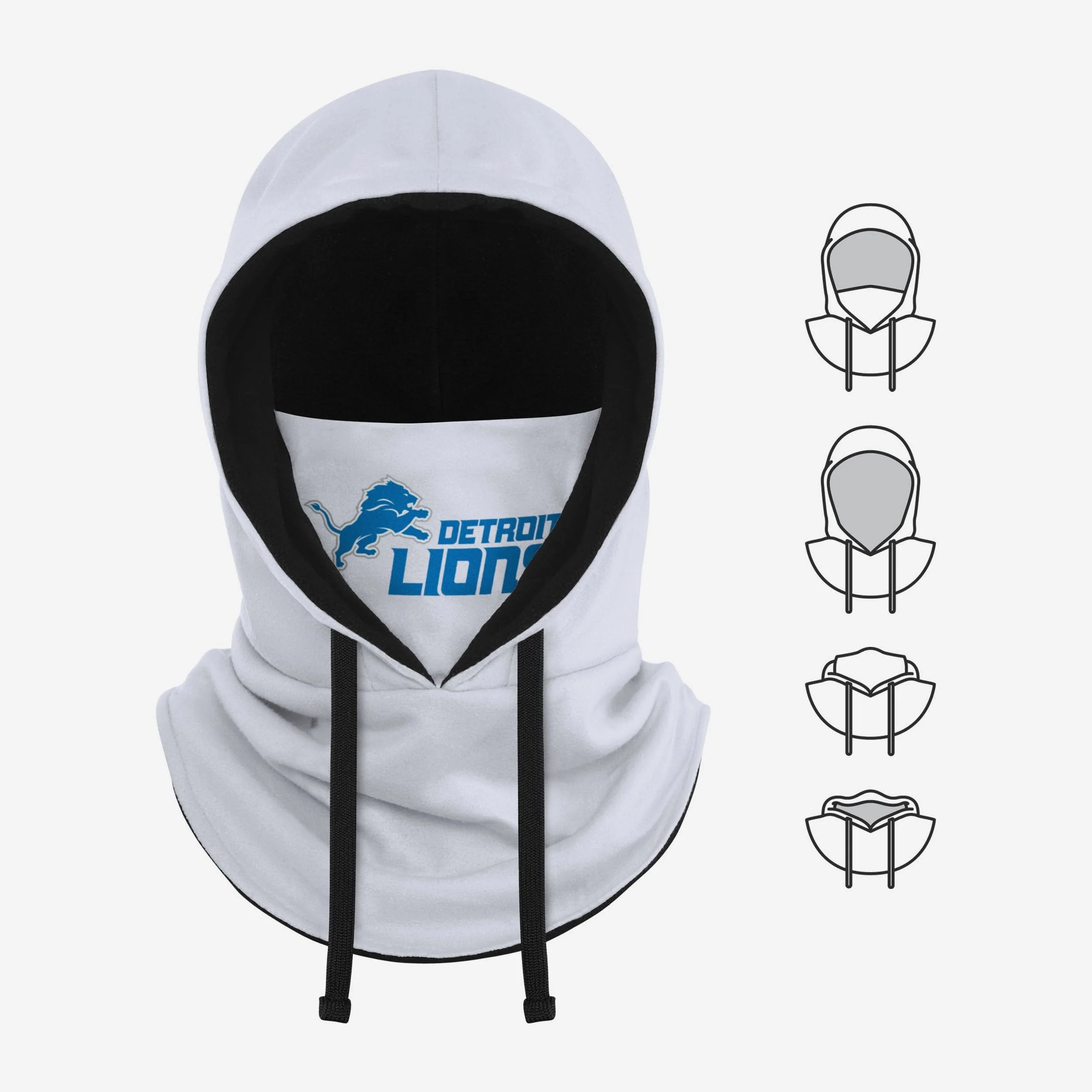 Detroit Lions White Drawstring Hooded Gaiter - Image 5