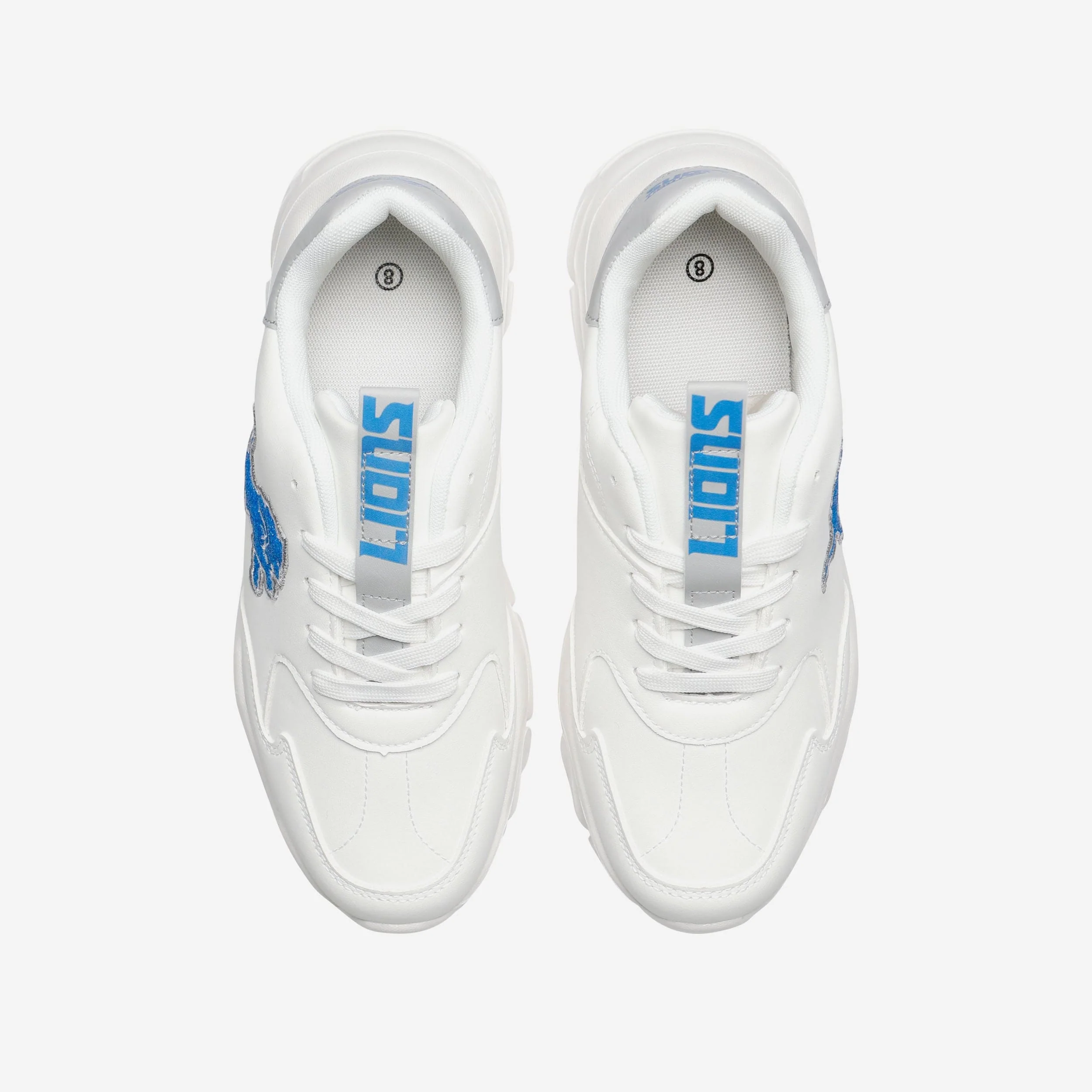 Detroit Lions Womens Glitter Big Logo Vintage White Chunky Sneaker - Image 4
