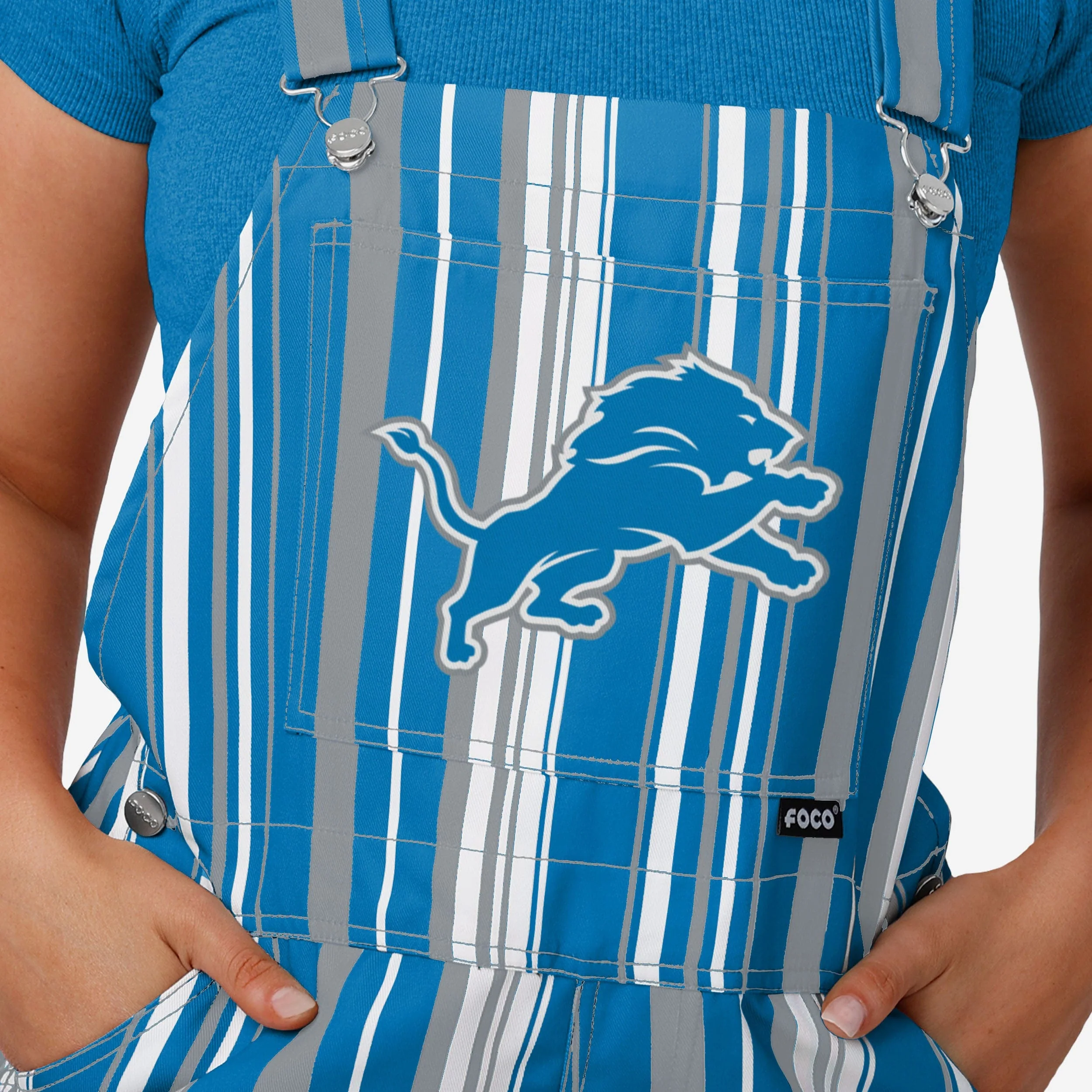 Detroit Lions Womens Hyper Stripe Bib Overalls - Image 4