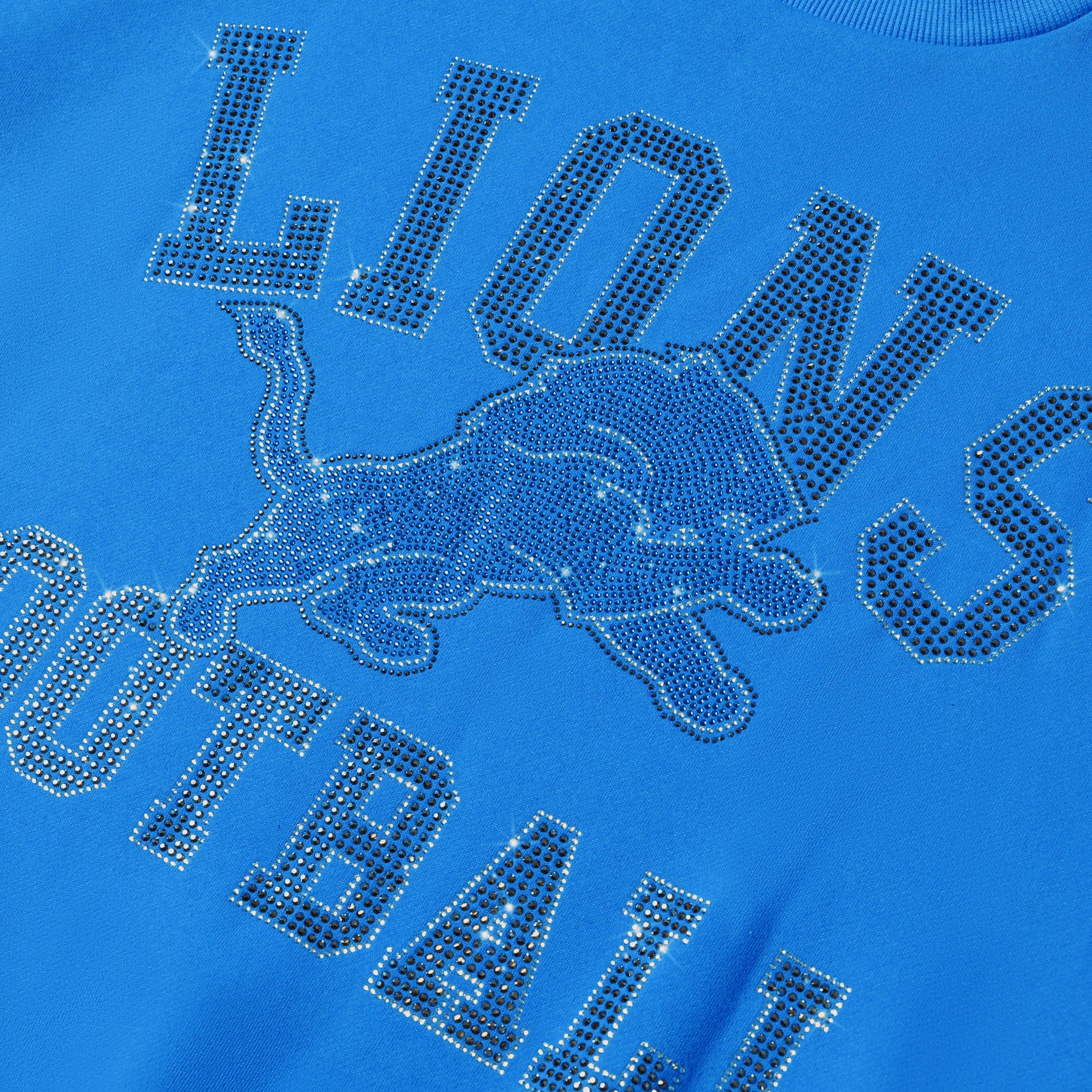 Detroit Lions Womens Rhinestone Logo Oversized Crew Neck Sweatshirt - Image 2