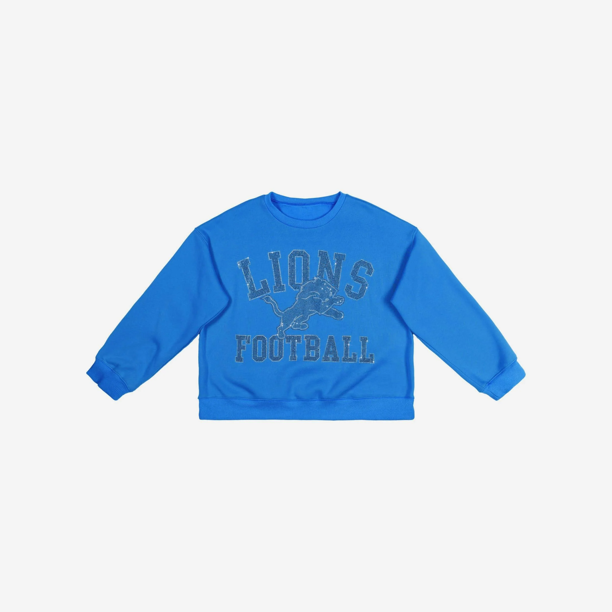 Detroit Lions Womens Rhinestone Logo Oversized Crew Neck Sweatshirt - Image 4