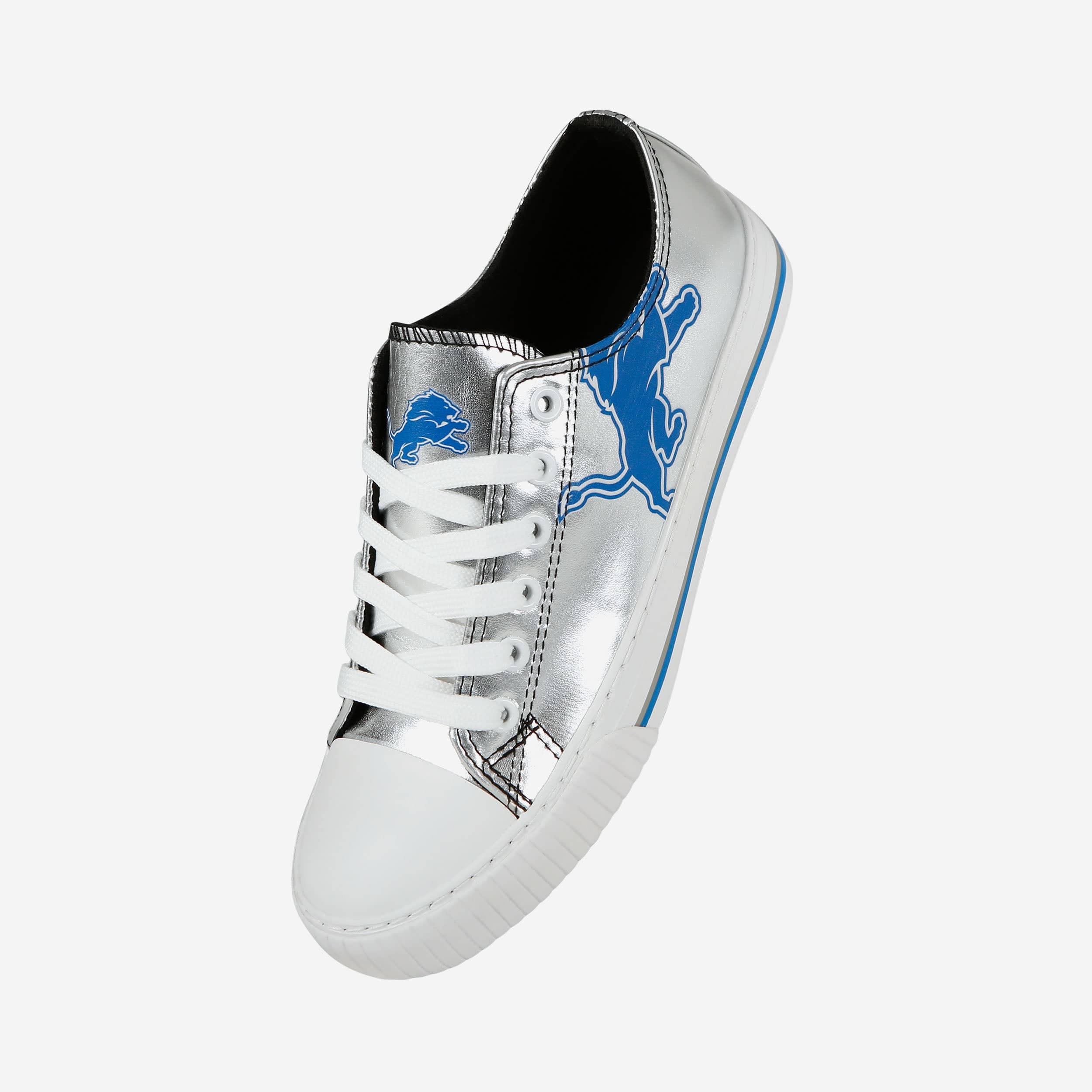 Detroit Lions Womens Team Color Metallic Low Top Canvas Shoes - Image 2