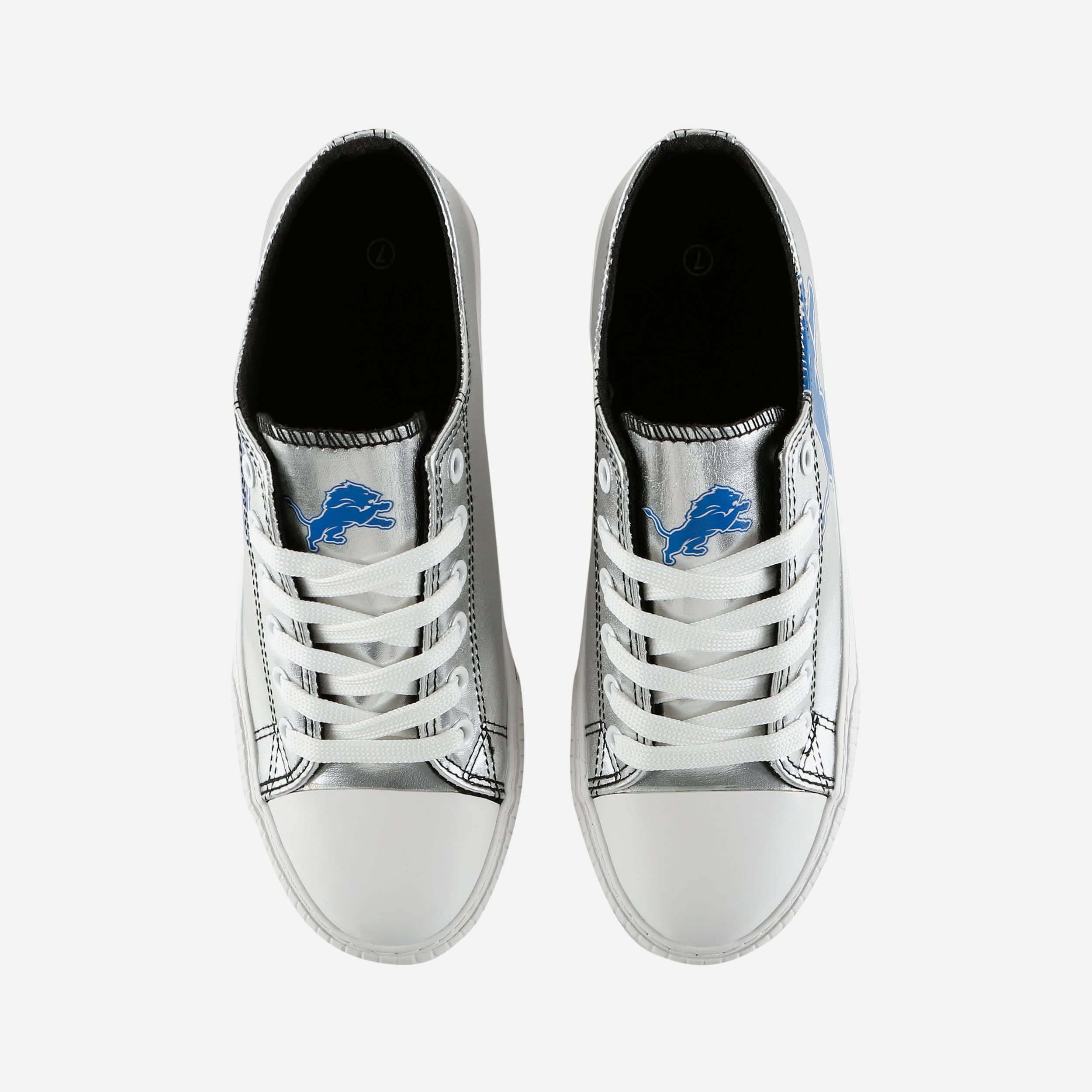 Detroit Lions Womens Team Color Metallic Low Top Canvas Shoes - Image 5