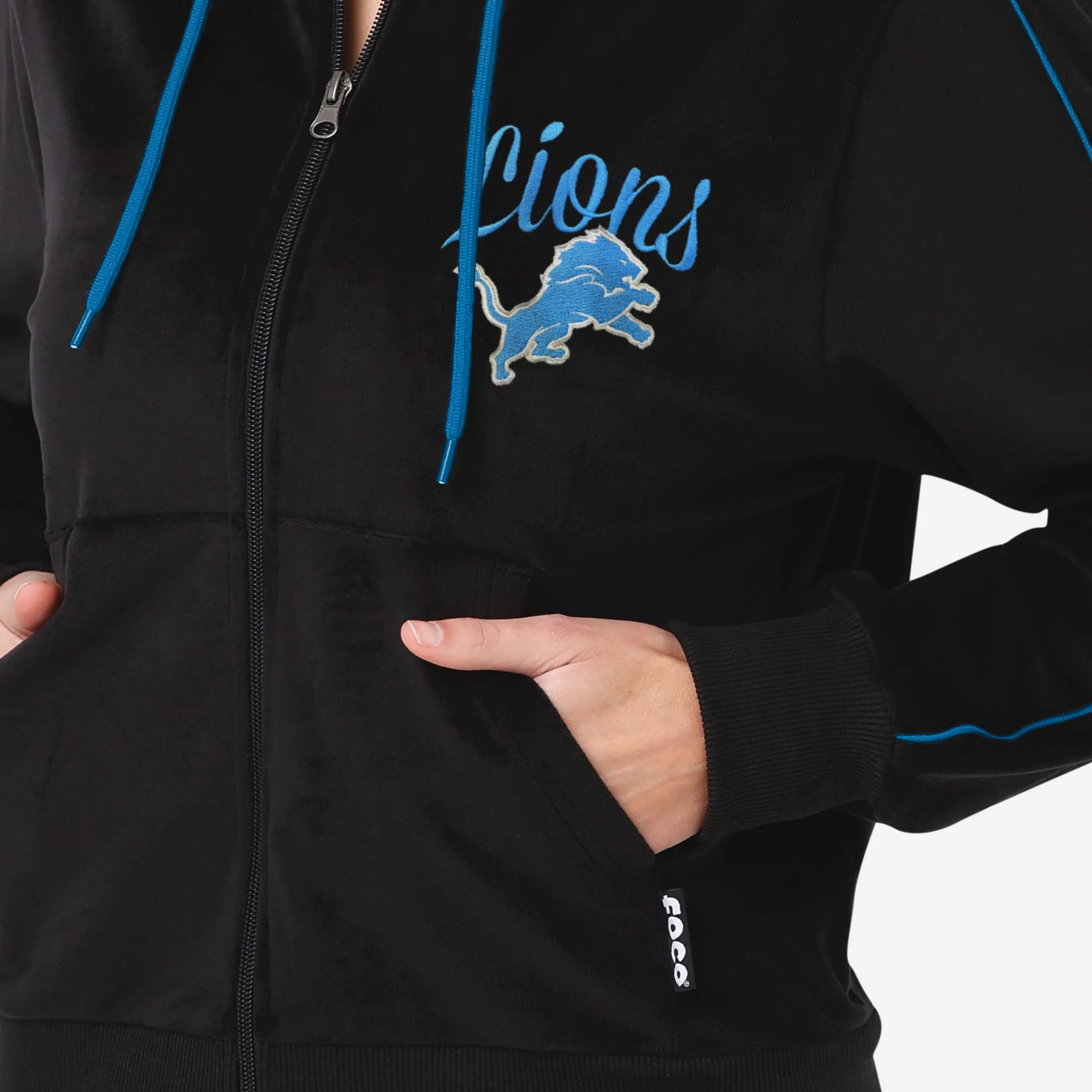 Detroit Lions Womens Velour Zip Up Top - Image 3