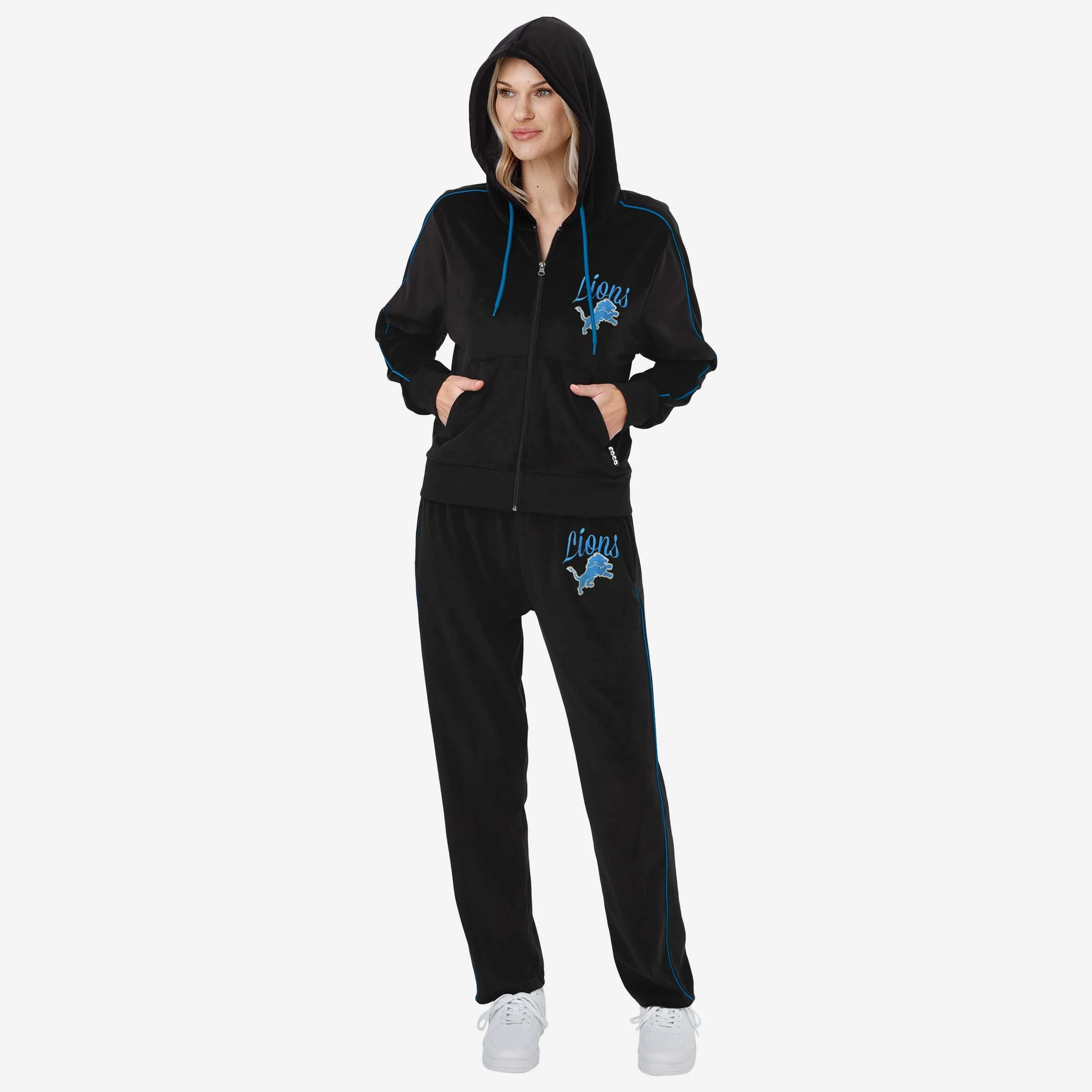 Detroit Lions Womens Velour Zip Up Top - Image 5