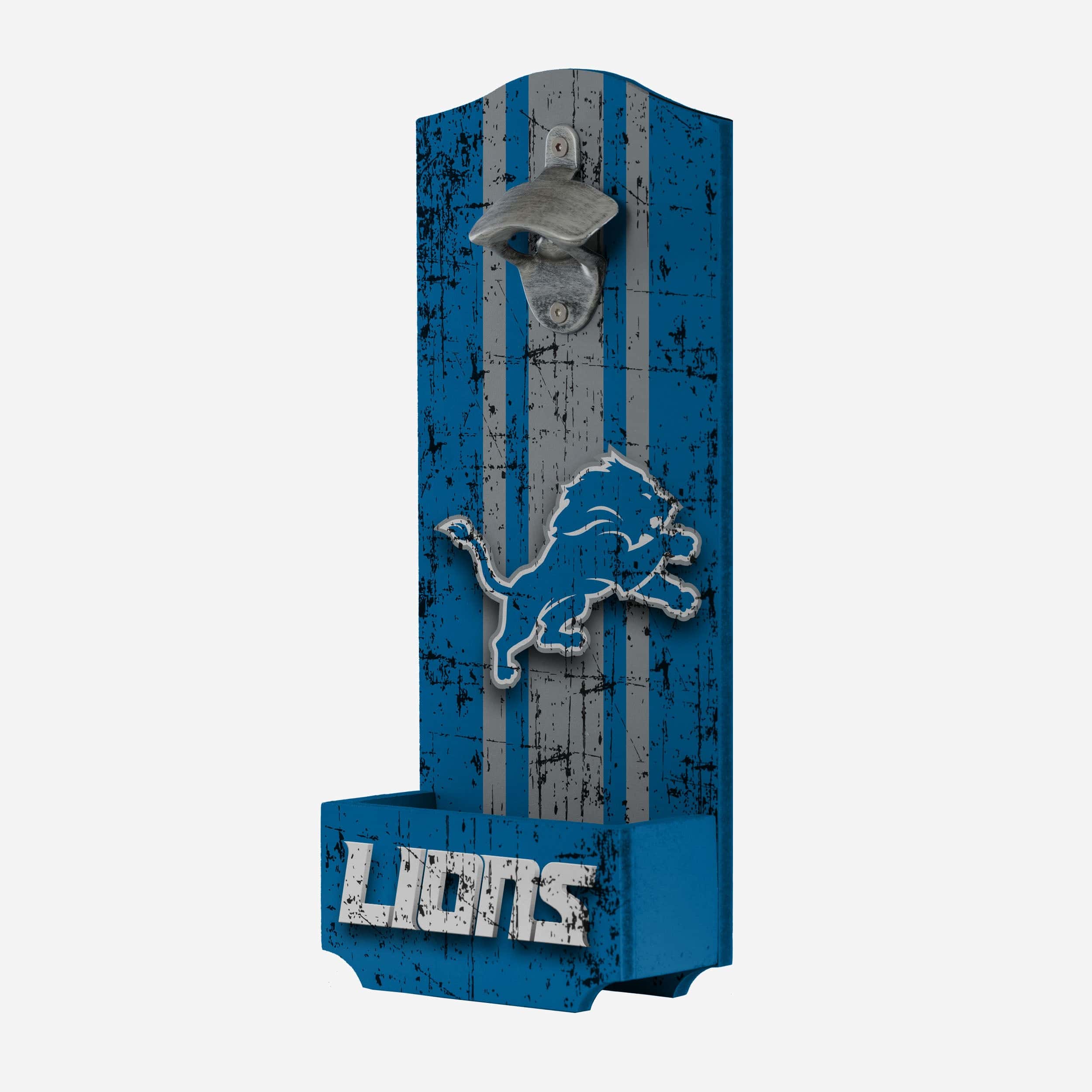 Detroit Lions Wooden Bottle Cap Opener Sign