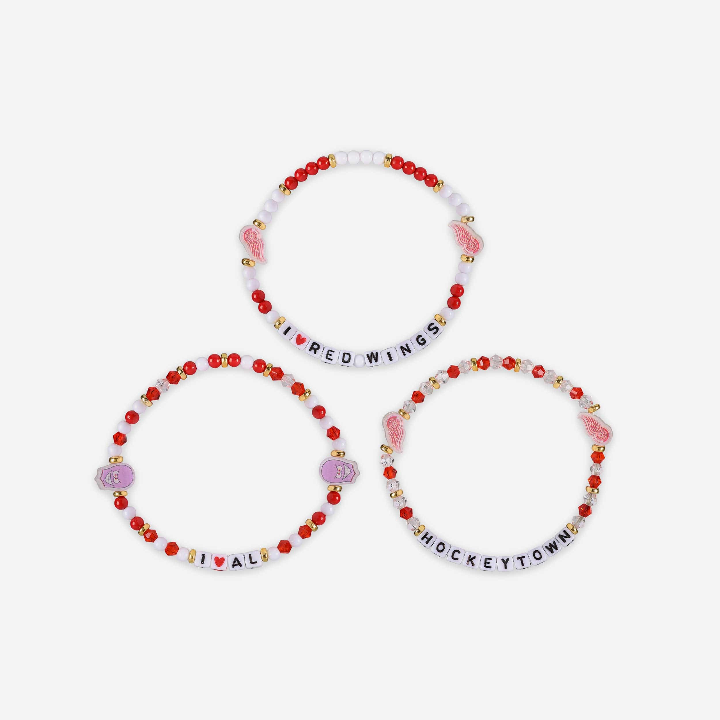 Detroit Red Wings 3 Pack Friendship Bracelet - Image 3