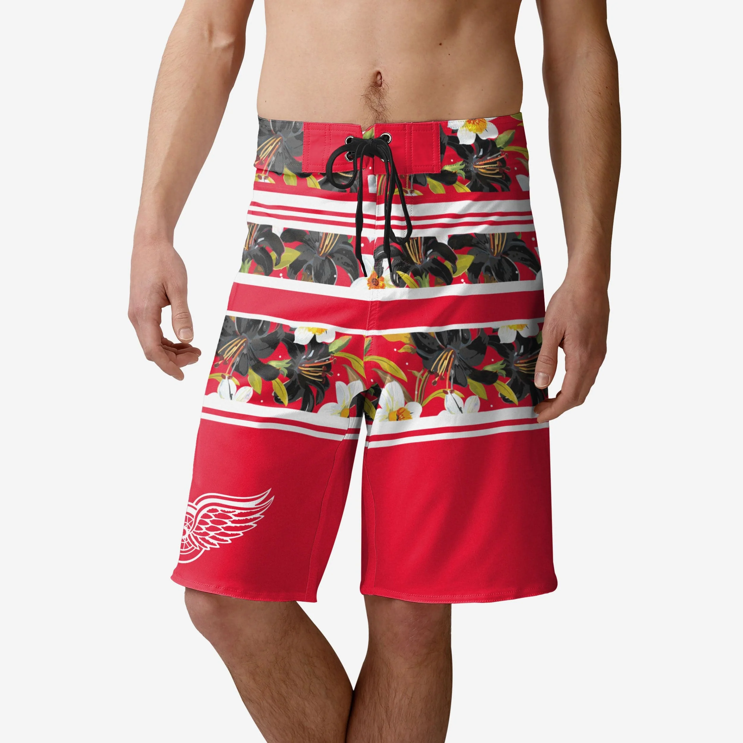 Detroit Red Wings Floral Stripe Boardshorts