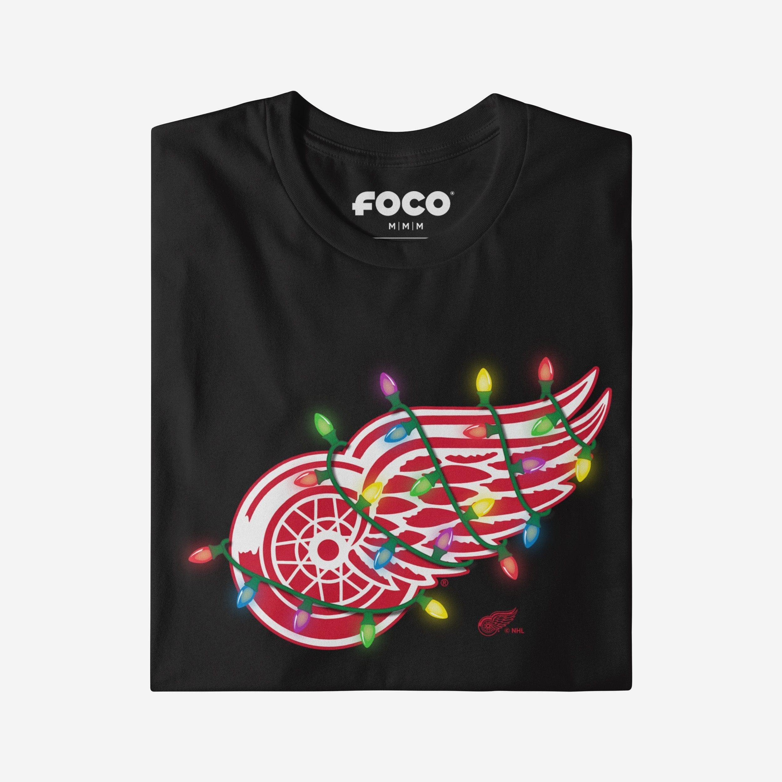Detroit Red Wings Primary Logo Holiday Lights T-Shirt - Image 3