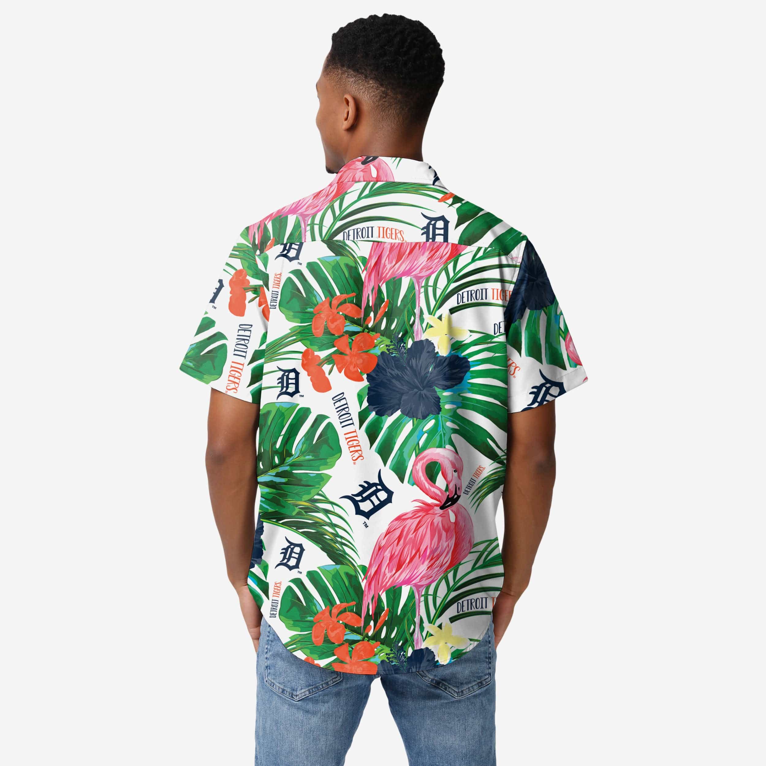 Detroit Tigers Flamingo Button Up Shirt - Image 2