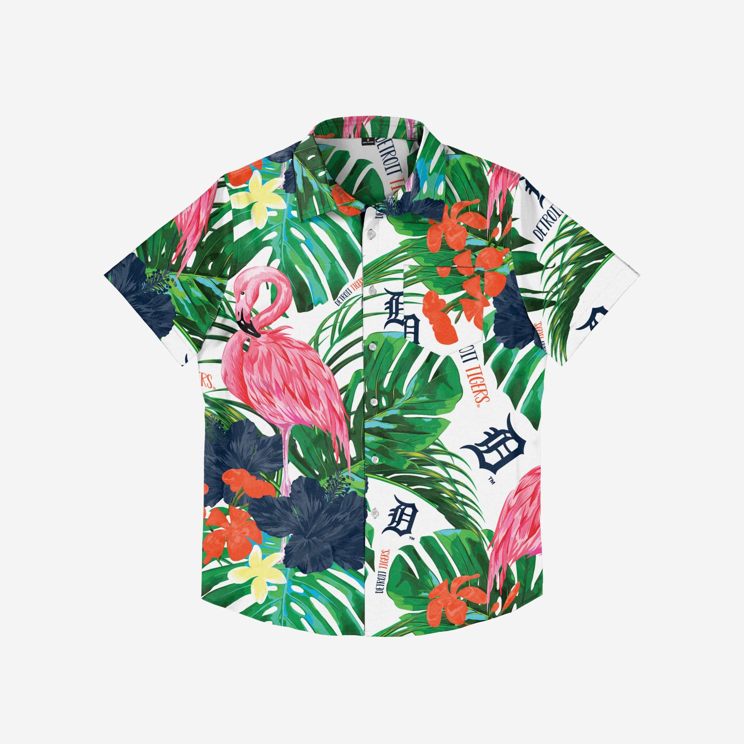 Detroit Tigers Flamingo Button Up Shirt - Image 3