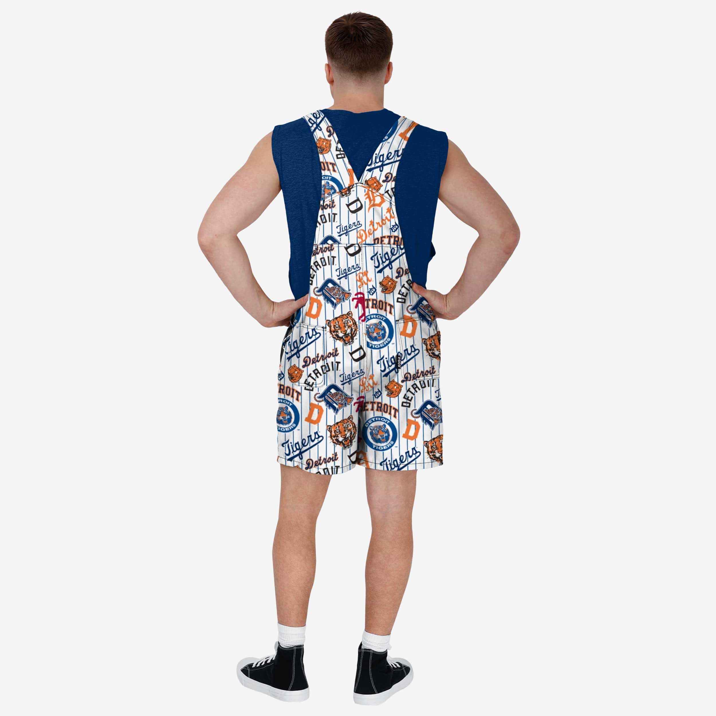 Detroit Tigers Mens Historic Print Bib Shortalls - Image 2