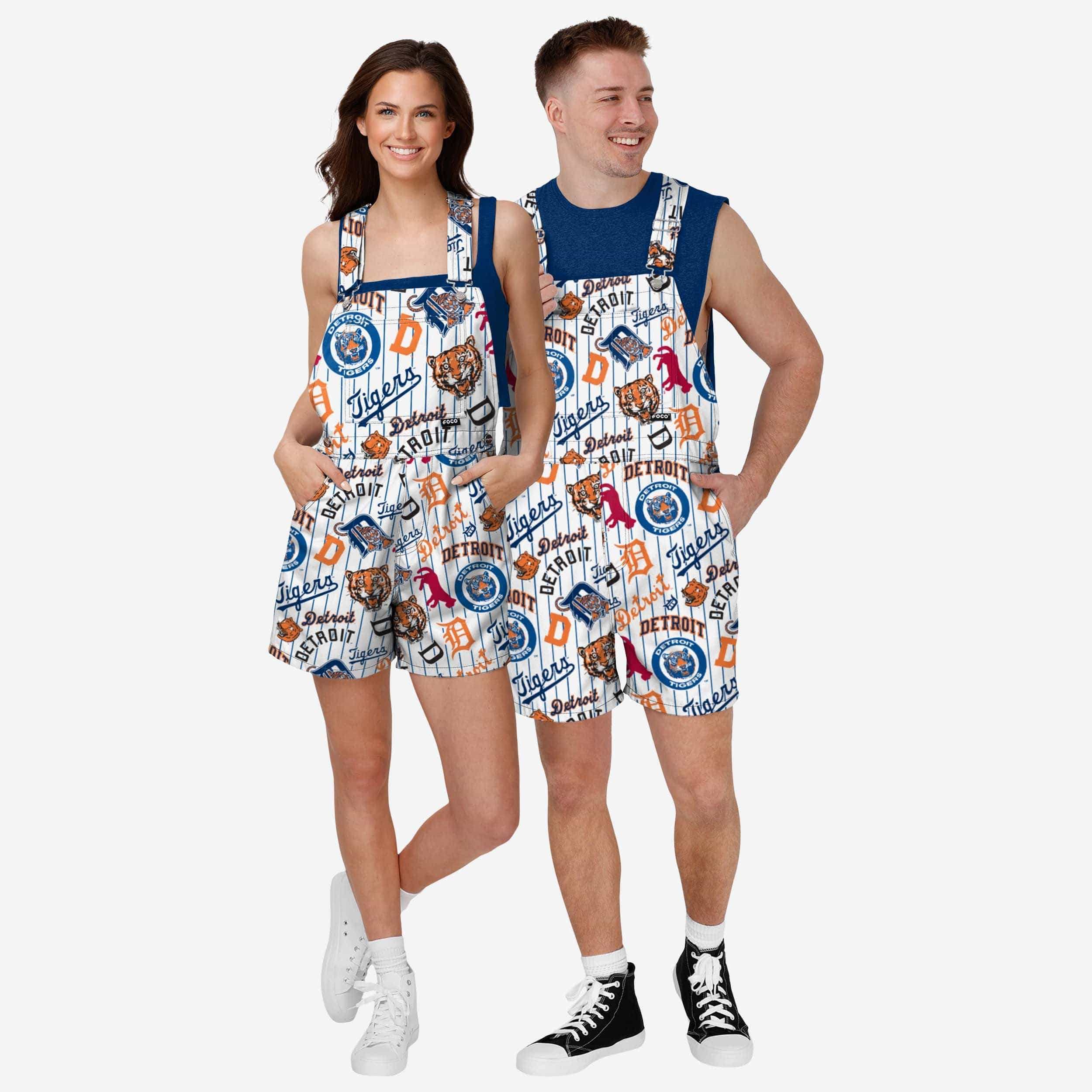 Detroit Tigers Mens Historic Print Bib Shortalls - Image 3