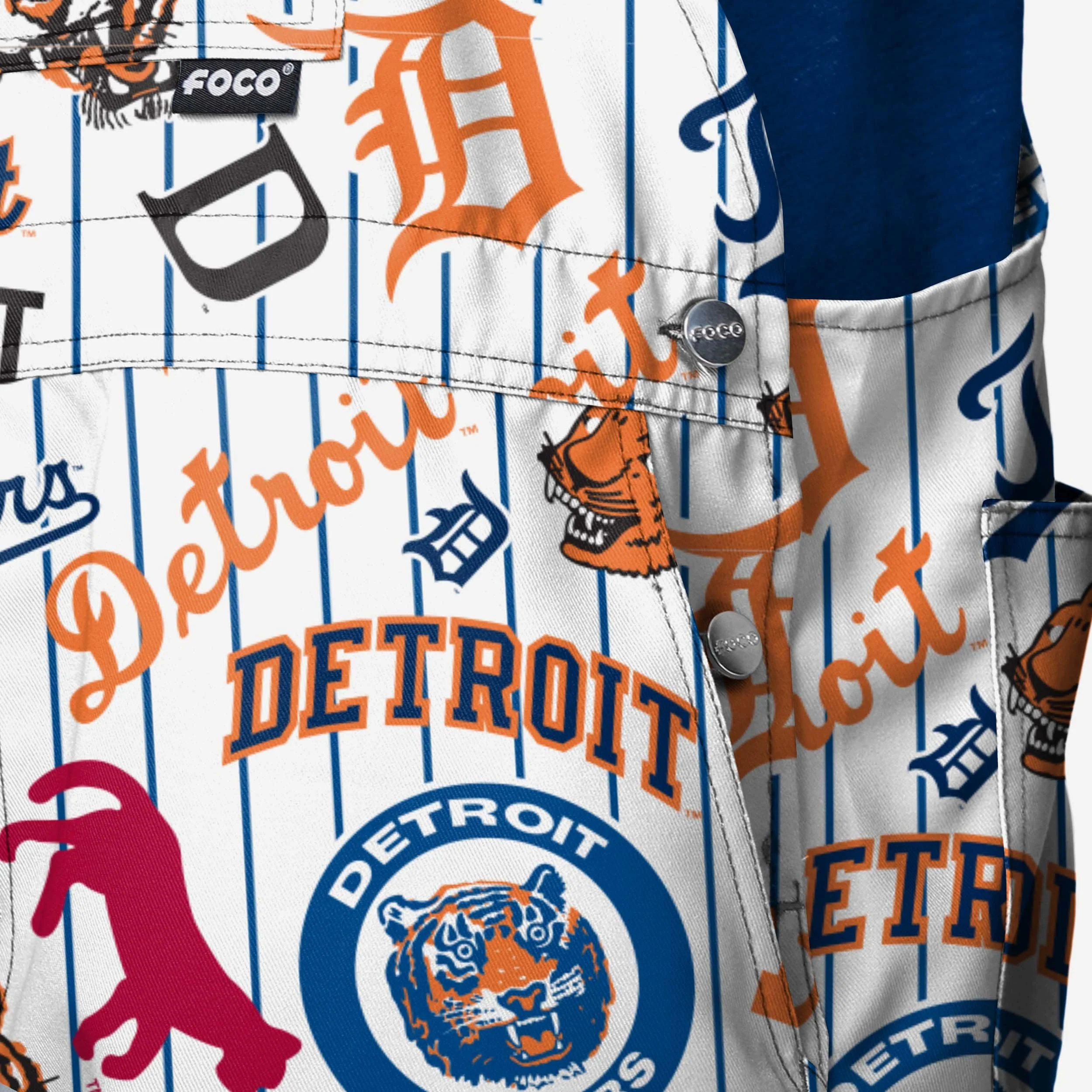 Detroit Tigers Mens Historic Print Bib Shortalls - Image 5
