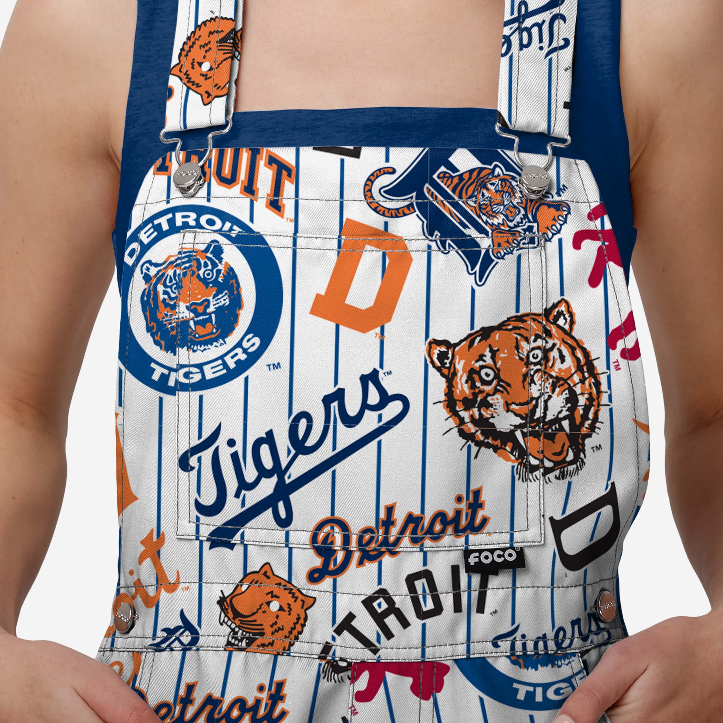Detroit Tigers Womens Historic Print Bib Shortalls - Image 4