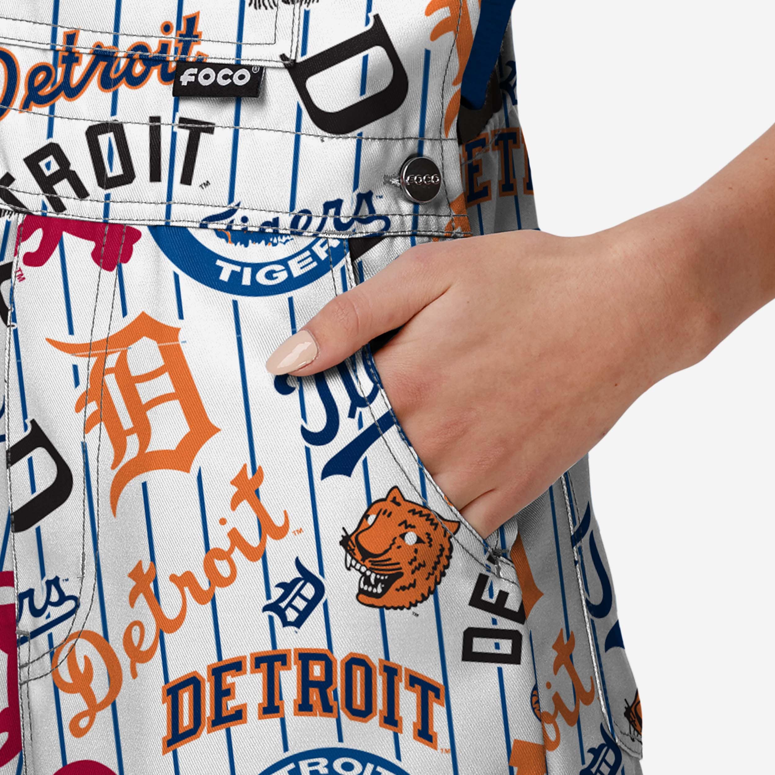Detroit Tigers Womens Historic Print Bib Shortalls - Image 5
