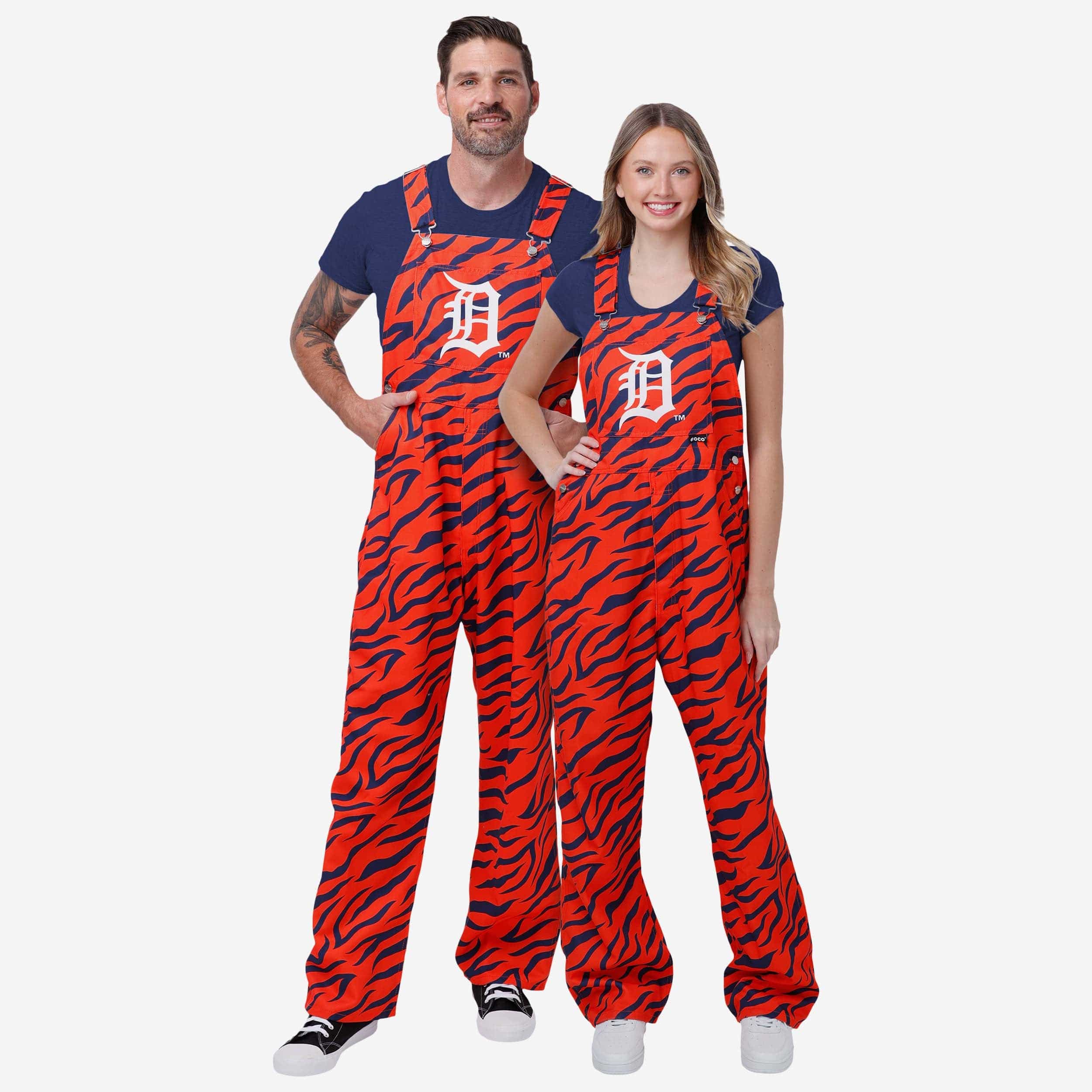 Detroit Tigers Womens Tiger Stripe Thematic Bib Overalls - Image 3