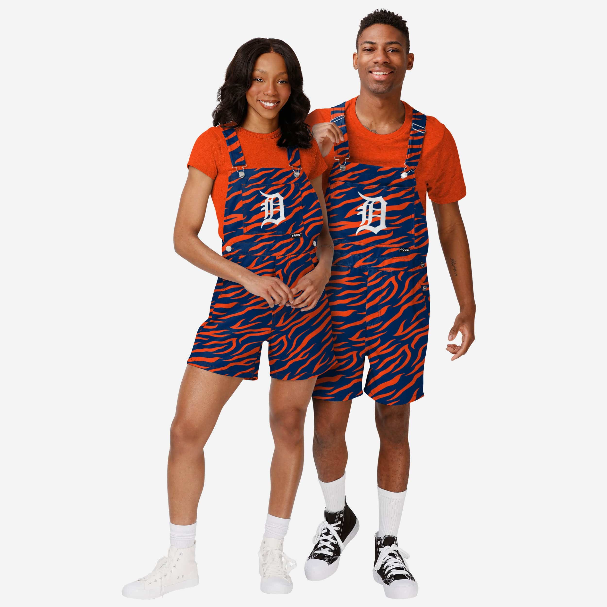 Detroit Tigers Womens Tiger Stripe Thematic Bib Shortalls - Image 3
