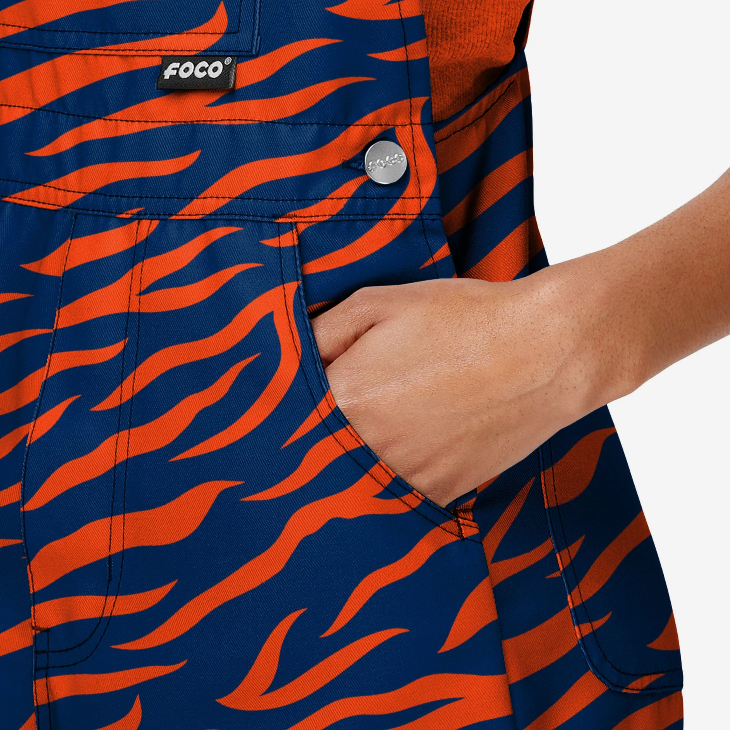 Detroit Tigers Womens Tiger Stripe Thematic Bib Shortalls - Image 5