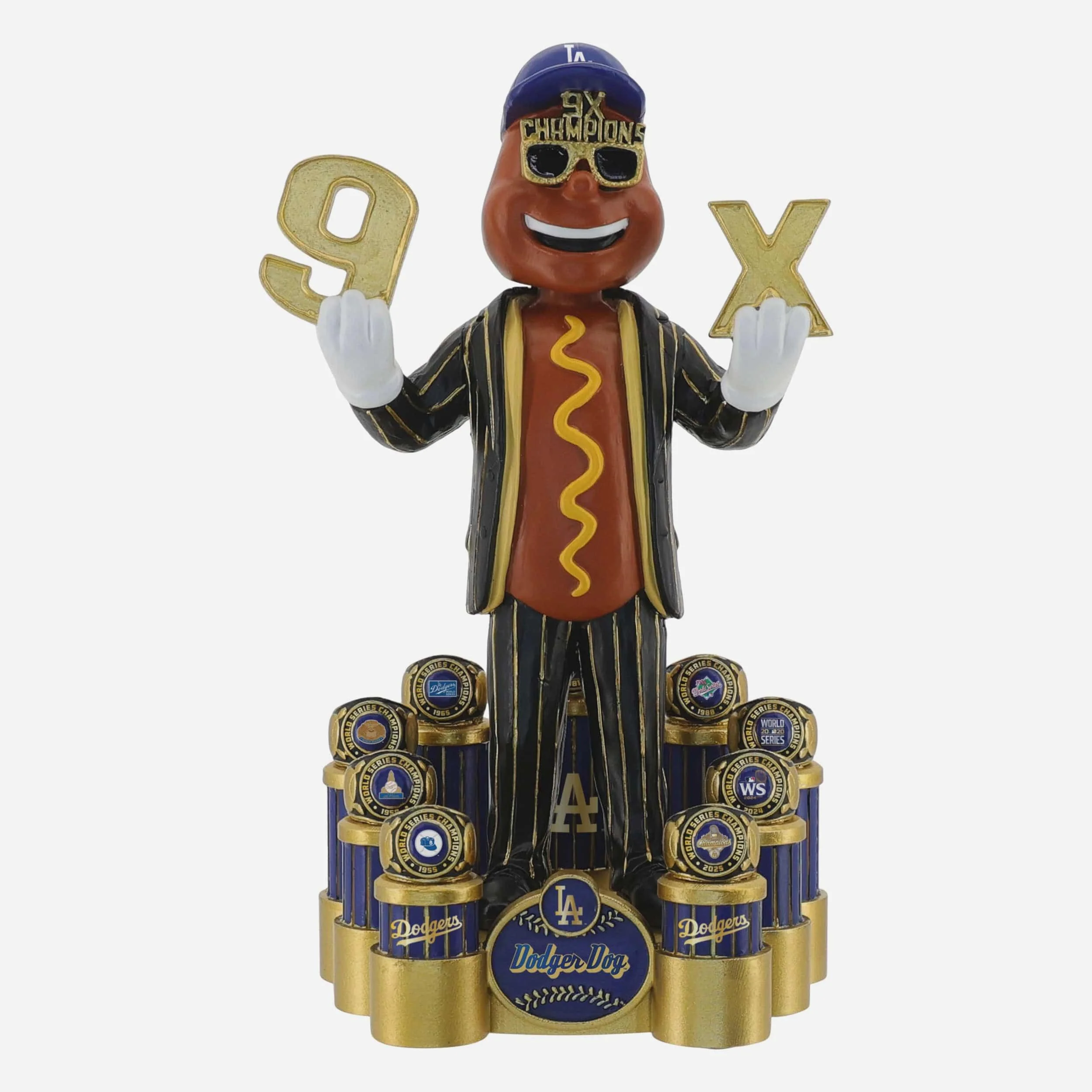 Dodger Dog Los Angeles Dodgers 2025 9X World Series Champions Bobblehead
