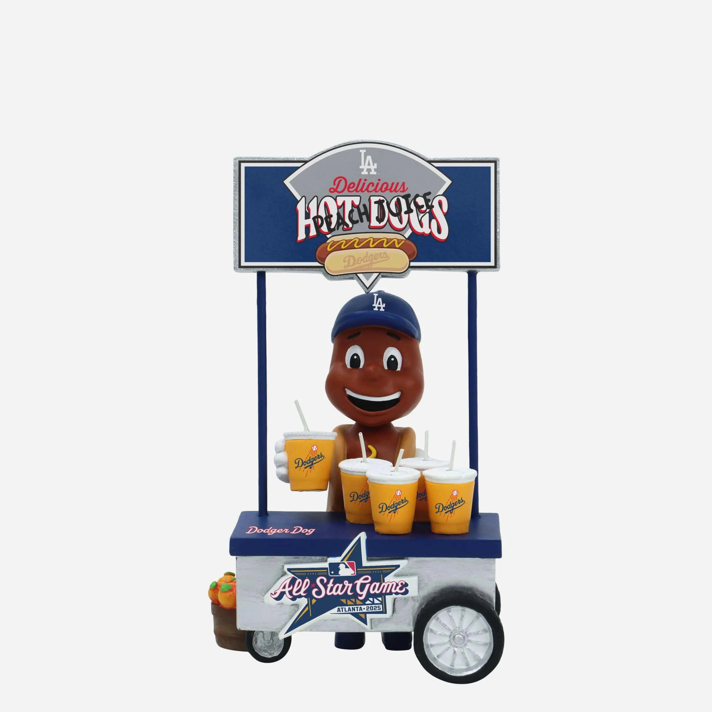 Dodger Dog Los Angeles Dodgers 2025 MLB All-Star Peach Mascot Mini Bobblehead Scene