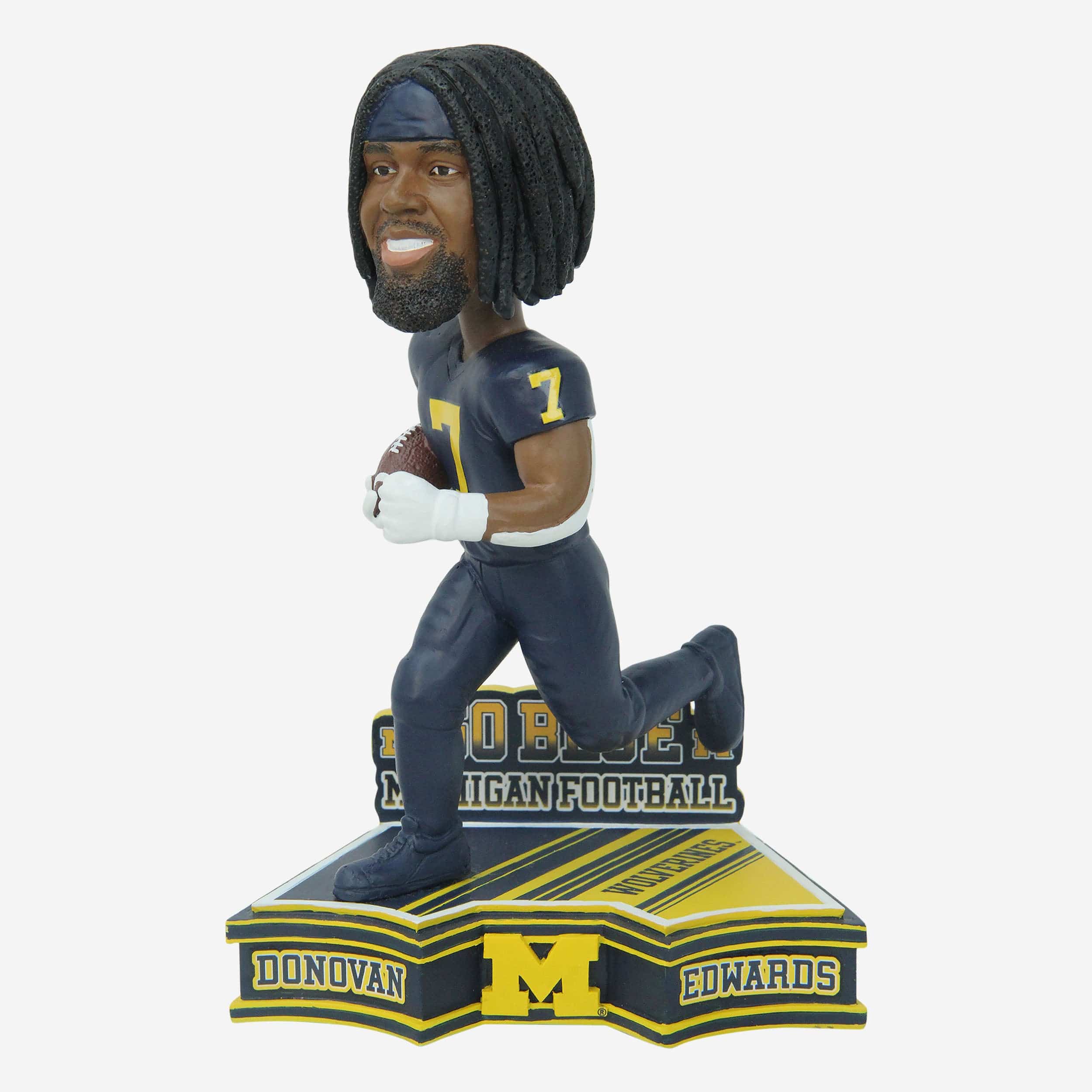 Donovan Edwards Michigan Wolverines 2023 Football Blue Uniform Student Athlete Bobblehead