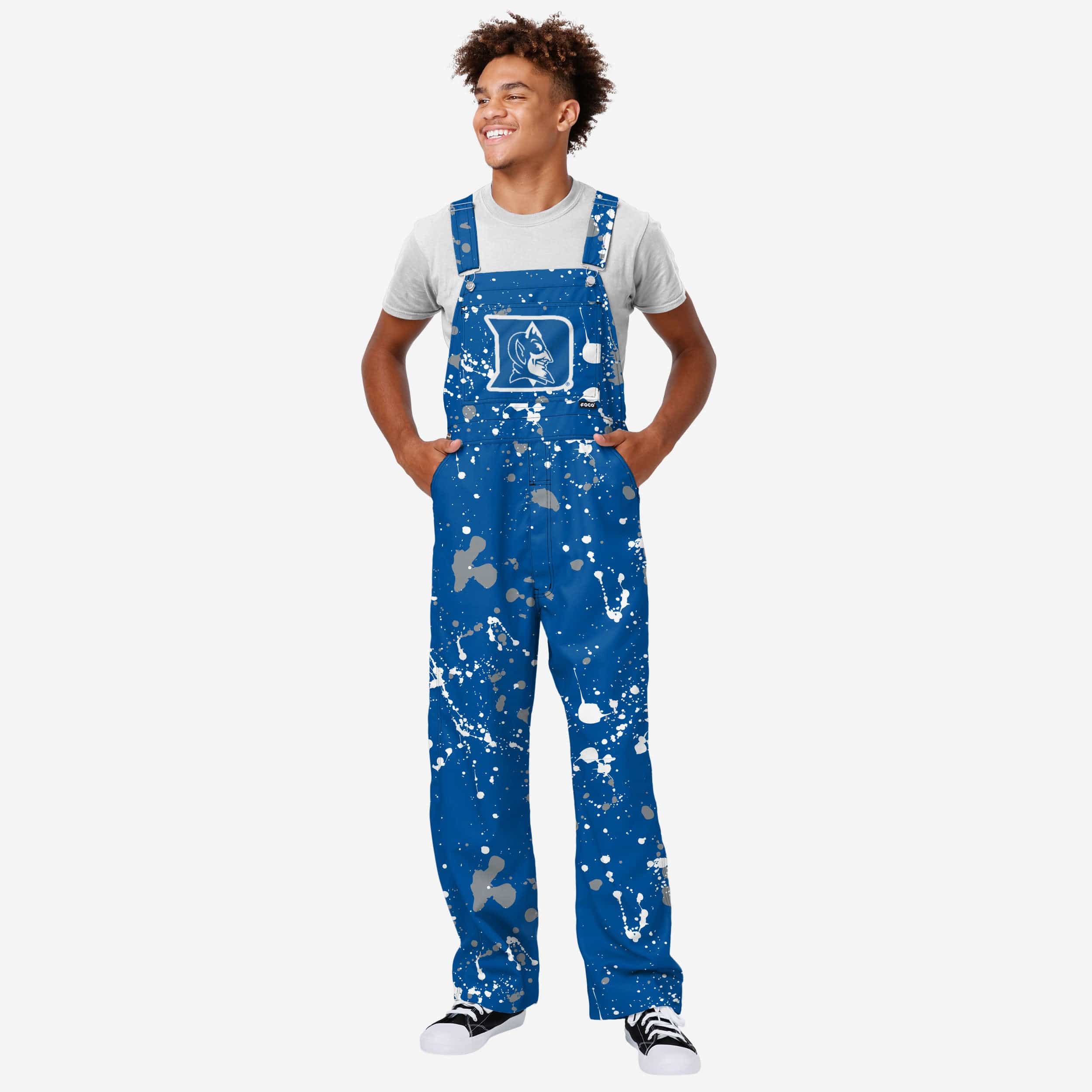 Duke Blue Devils Mens Paint Splatter Bib Overalls