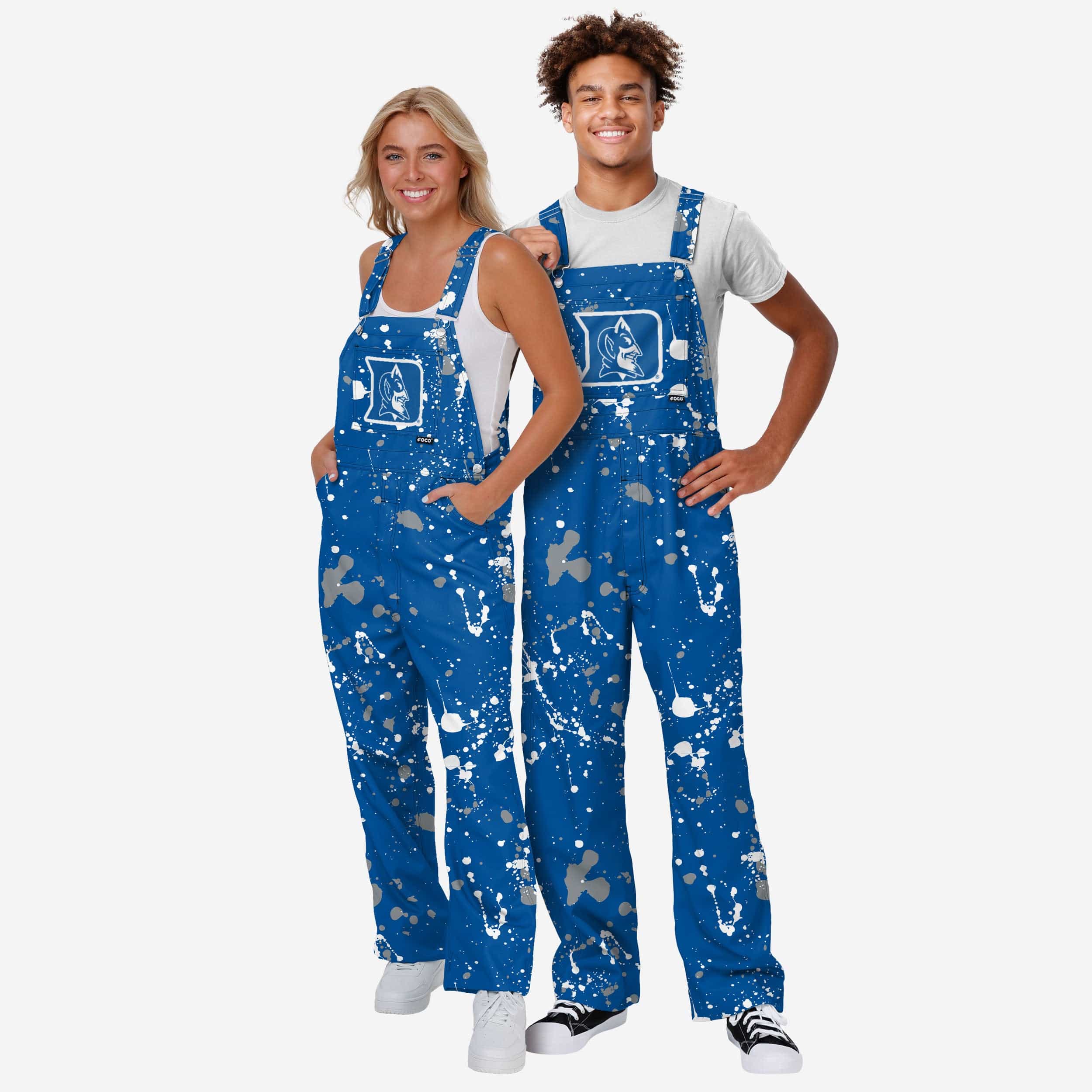 Duke Blue Devils Mens Paint Splatter Bib Overalls - Image 3