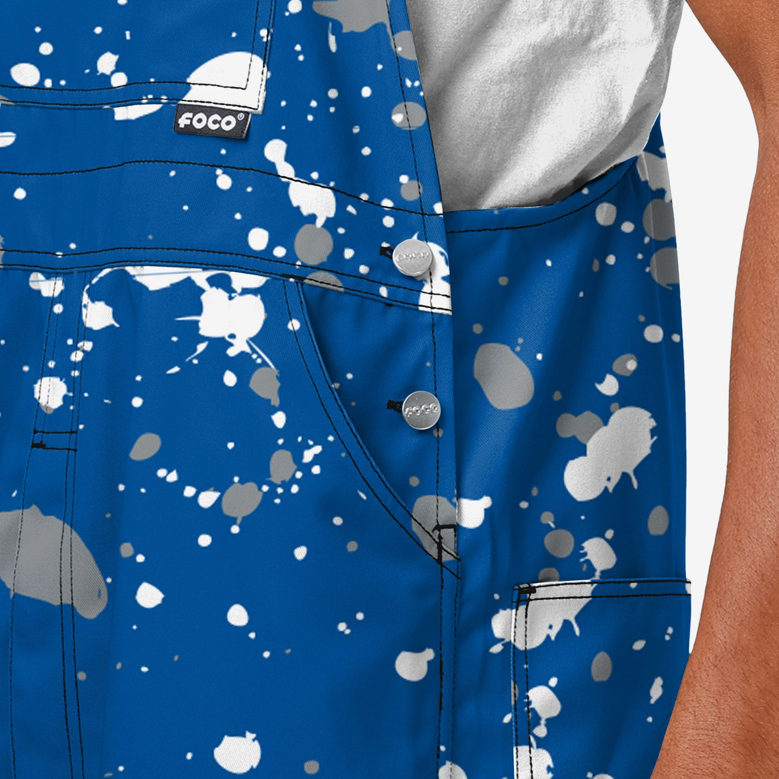 Duke Blue Devils Mens Paint Splatter Bib Overalls - Image 5