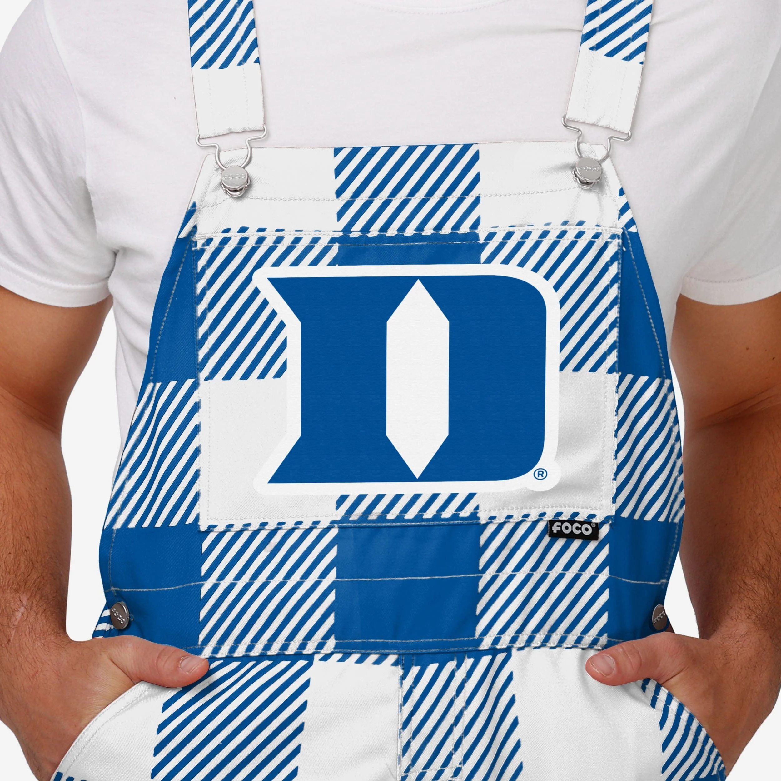 Duke Blue Devils Mens Plaid Bib Overalls - Image 4