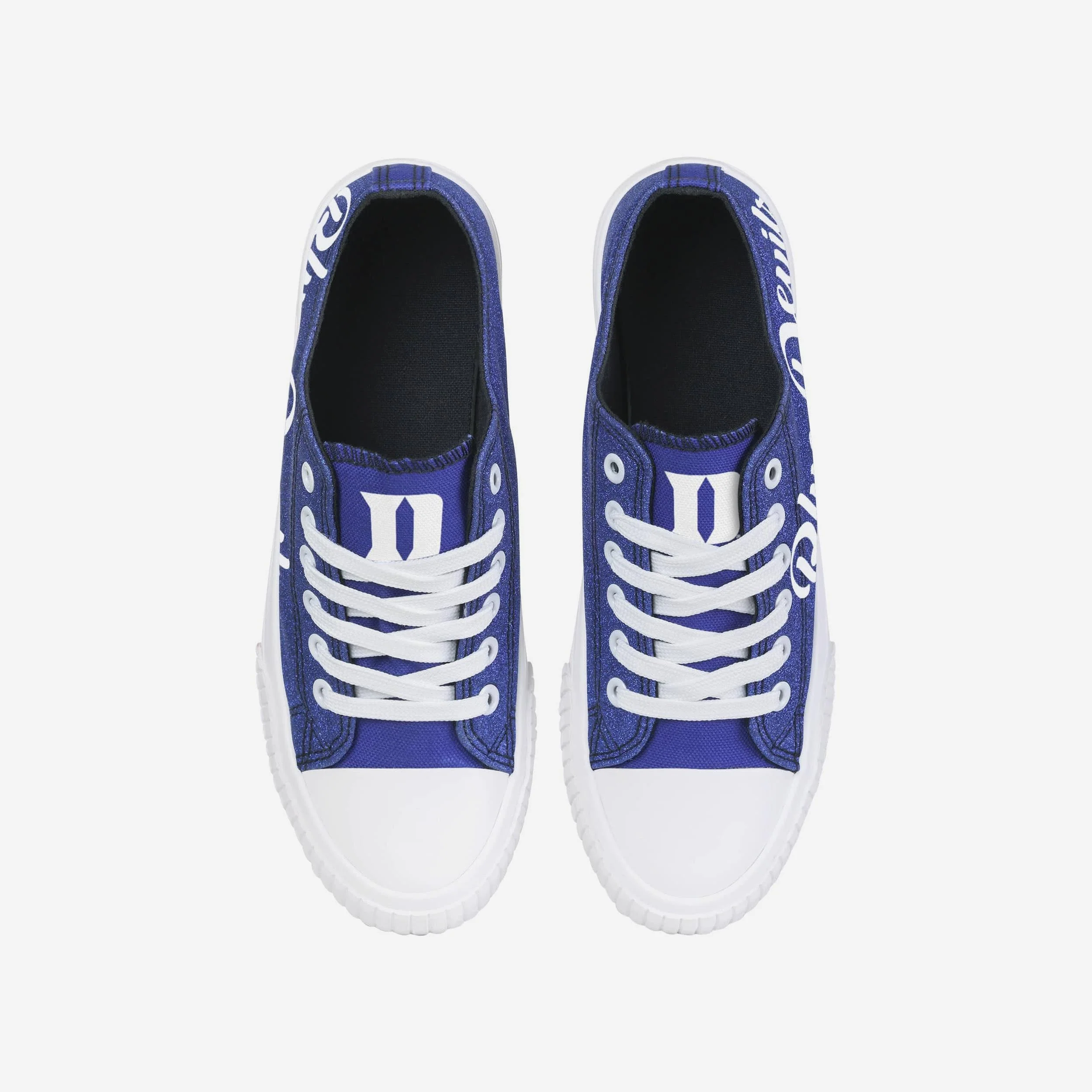 Duke Blue Devils Womens Color Glitter Low Top Canvas Shoes - Image 4
