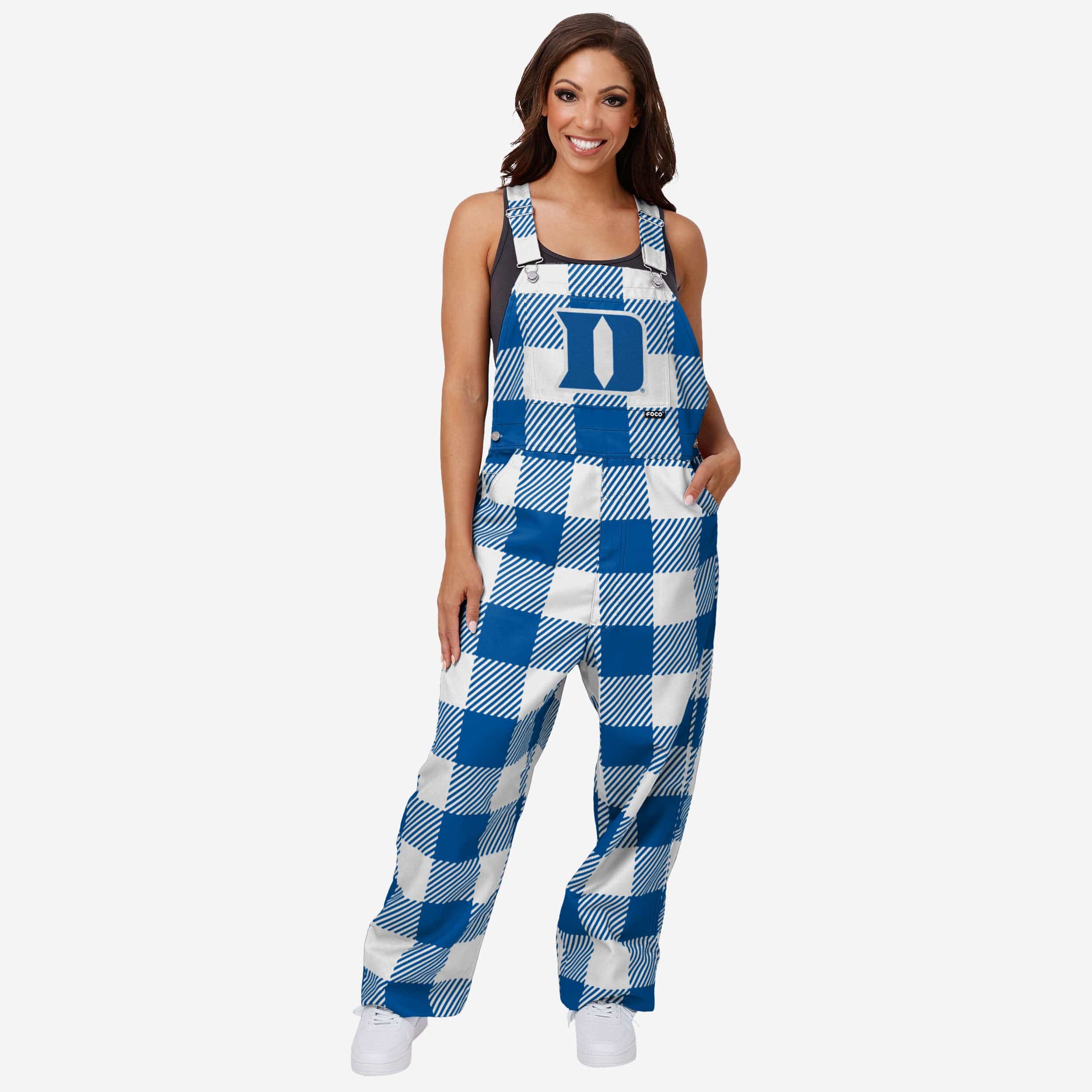 Duke Blue Devils Womens Plaid Bib Overalls