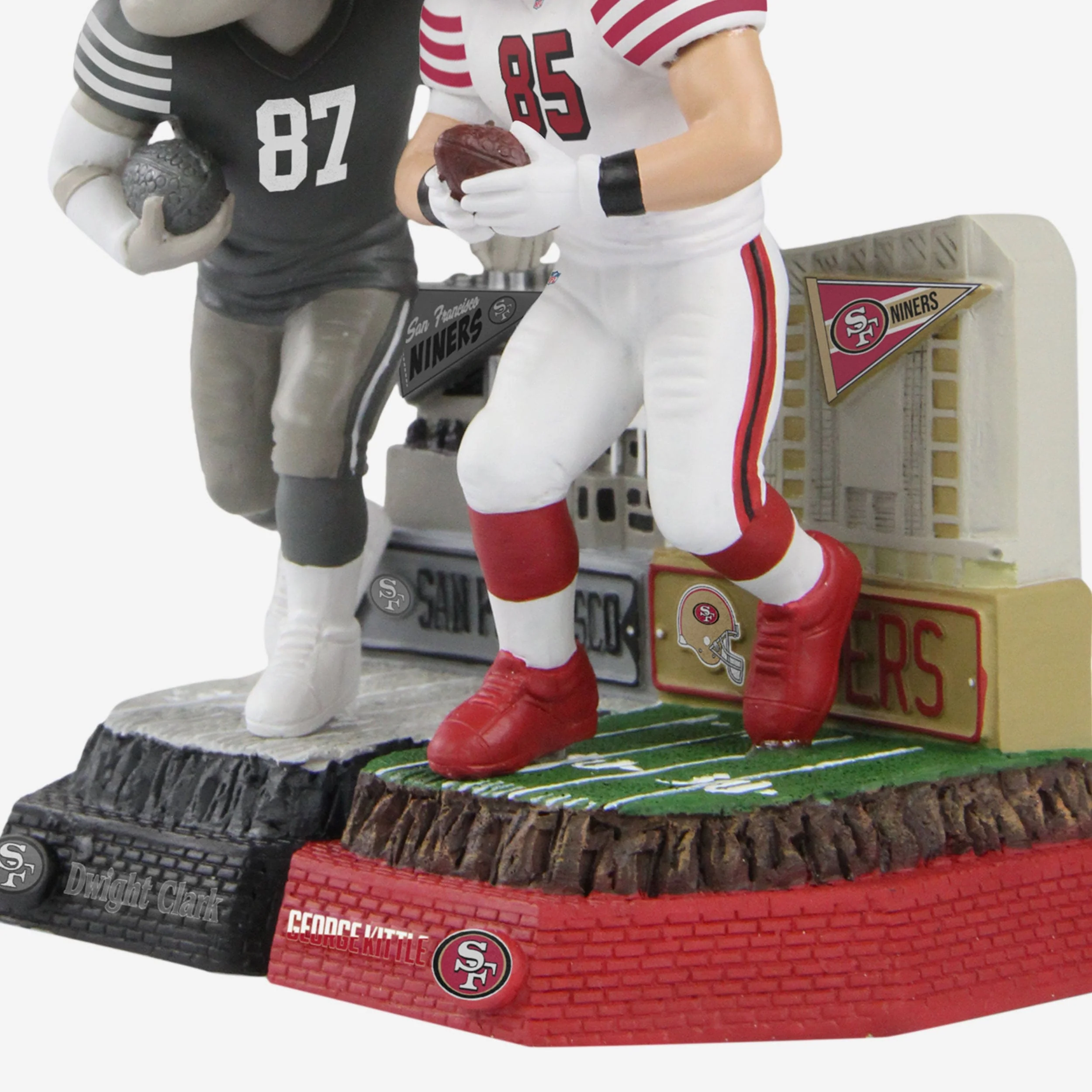 Dwight Clark & George Kittle San Francisco 49ers Then And Now Bobblehead - Image 4