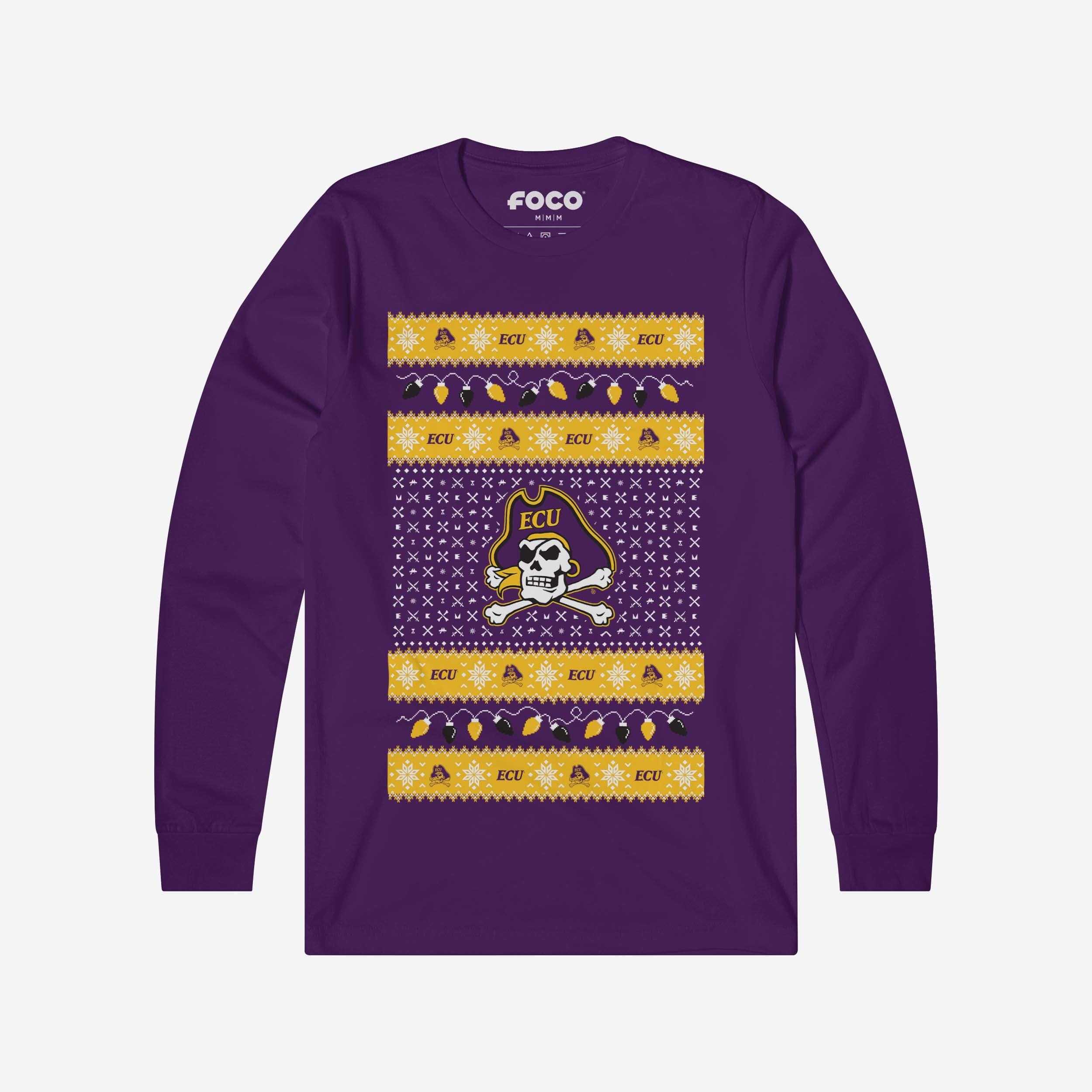 East Carolina Pirates Holiday Lights Sweater Long Sleeve T-Shirt