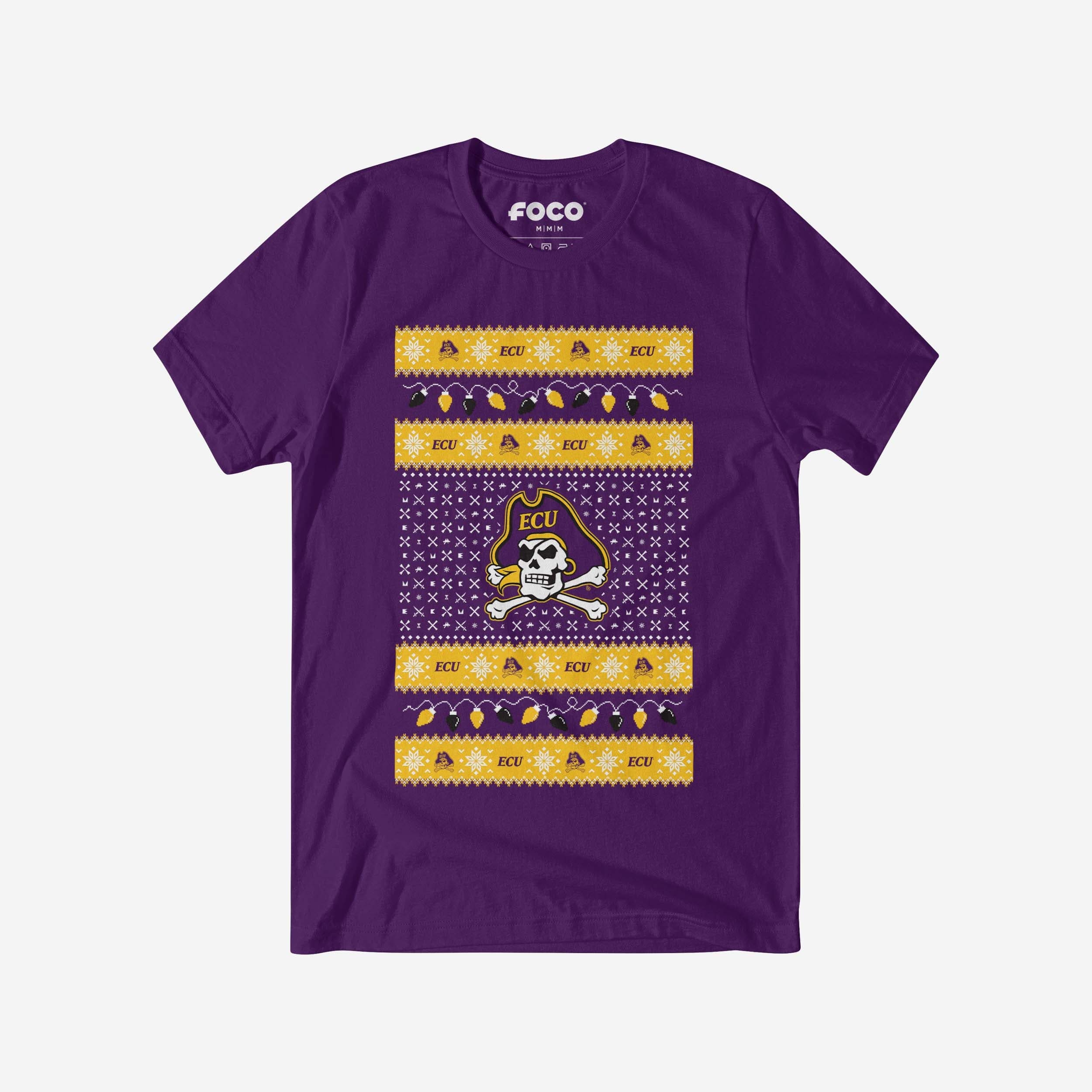 East Carolina Pirates Holiday Lights Sweater T-Shirt