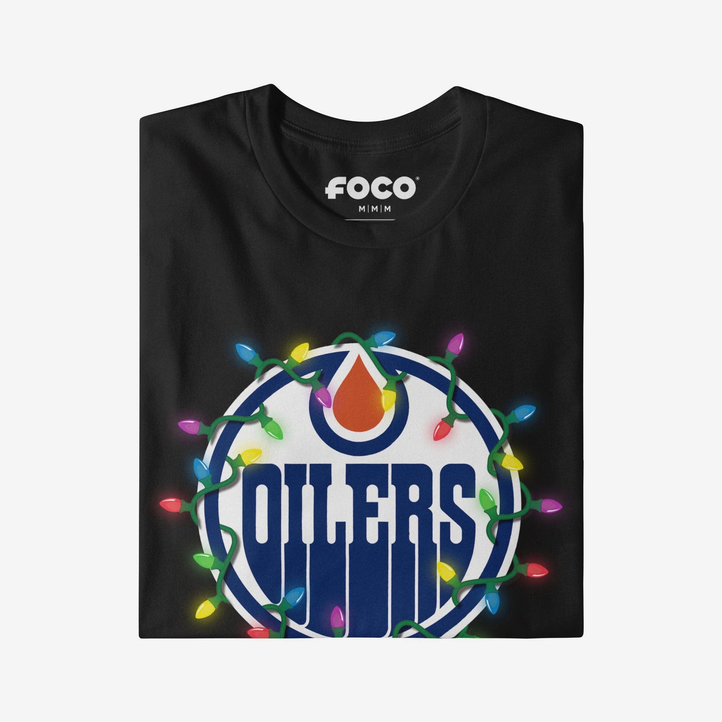 Edmonton Oilers Primary Logo Holiday Lights Long Sleeve T-Shirt - Image 3