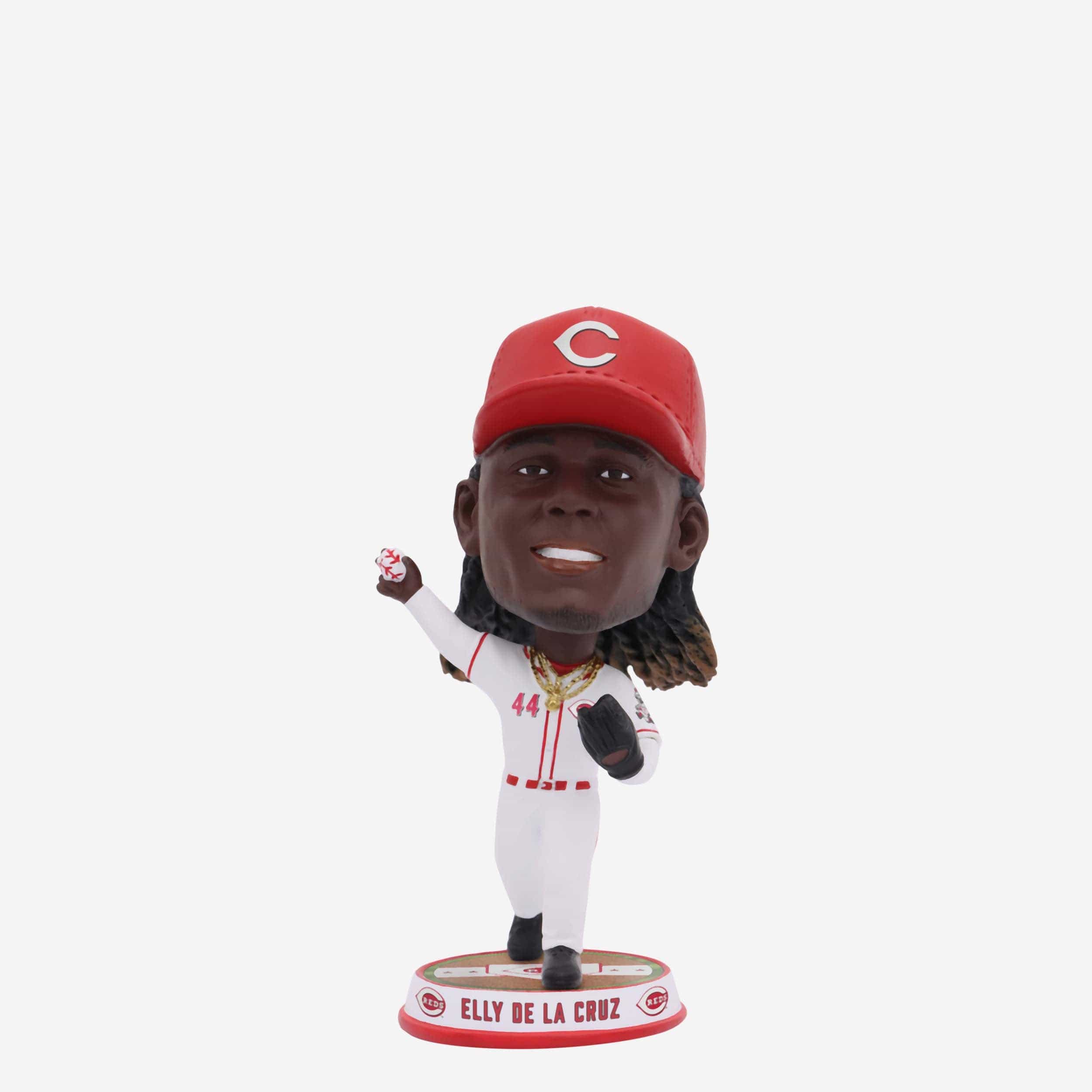Elly De La Cruz Cincinnati Reds Fielding Pose Field Stripe Mini Bighead Bobblehead
