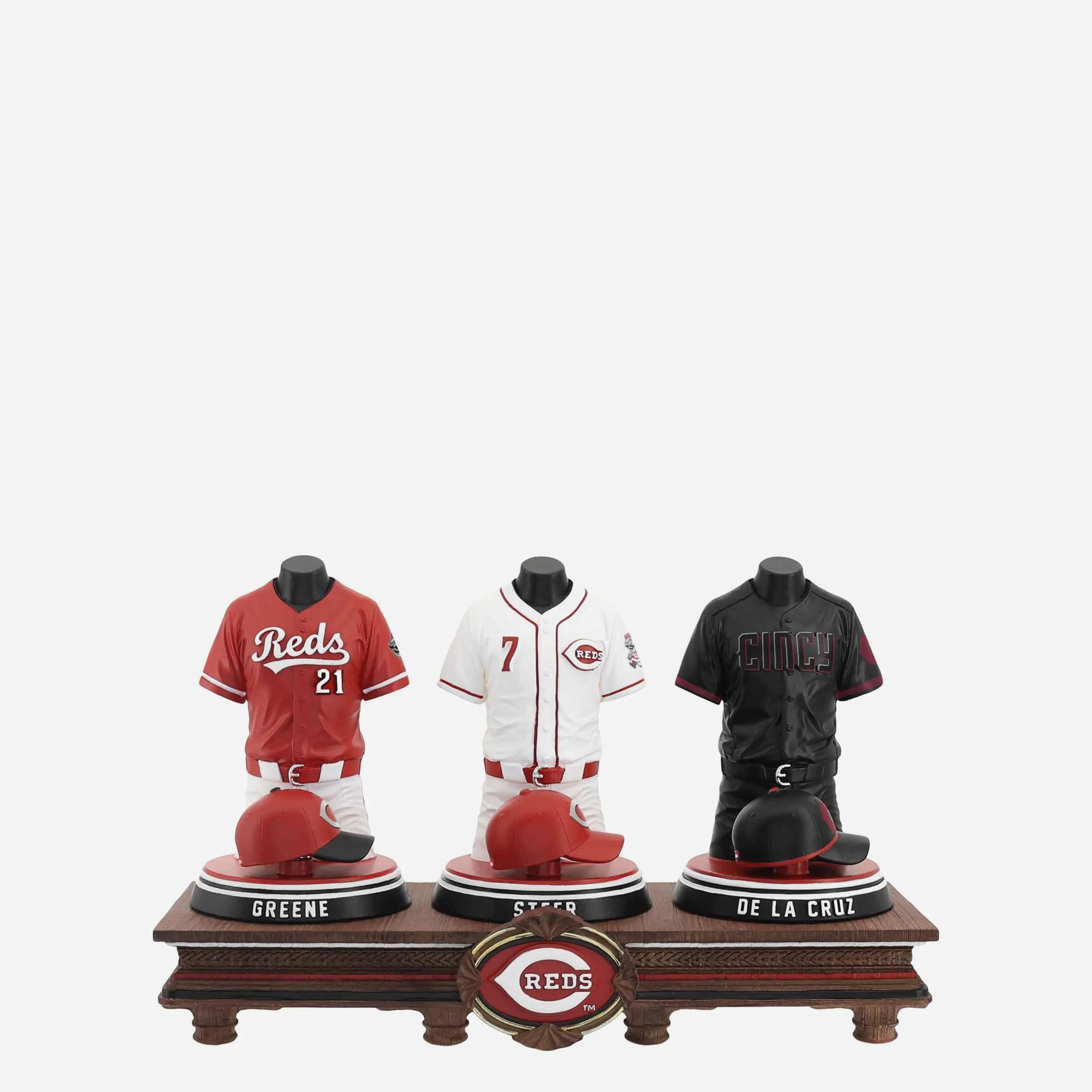 Elly De La Cruz & Hunter Greene & Spencer Steer Cincinnati Reds 2026 Jersey Bust Triple Bobblehead