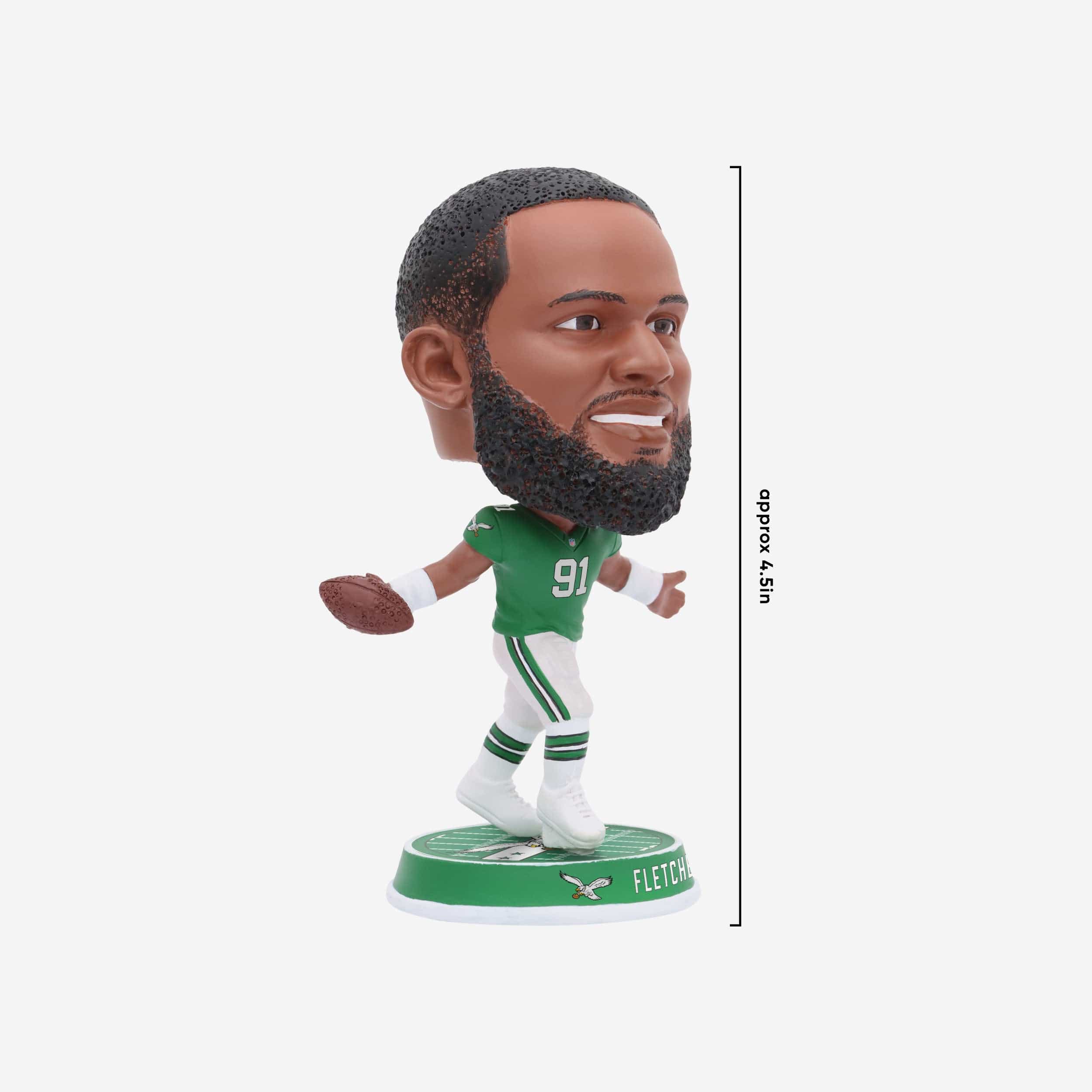 Fletcher Cox Philadelphia Eagles Kelly Green Uniform Field Stripe Mini Bighead Bobblehead - Image 4