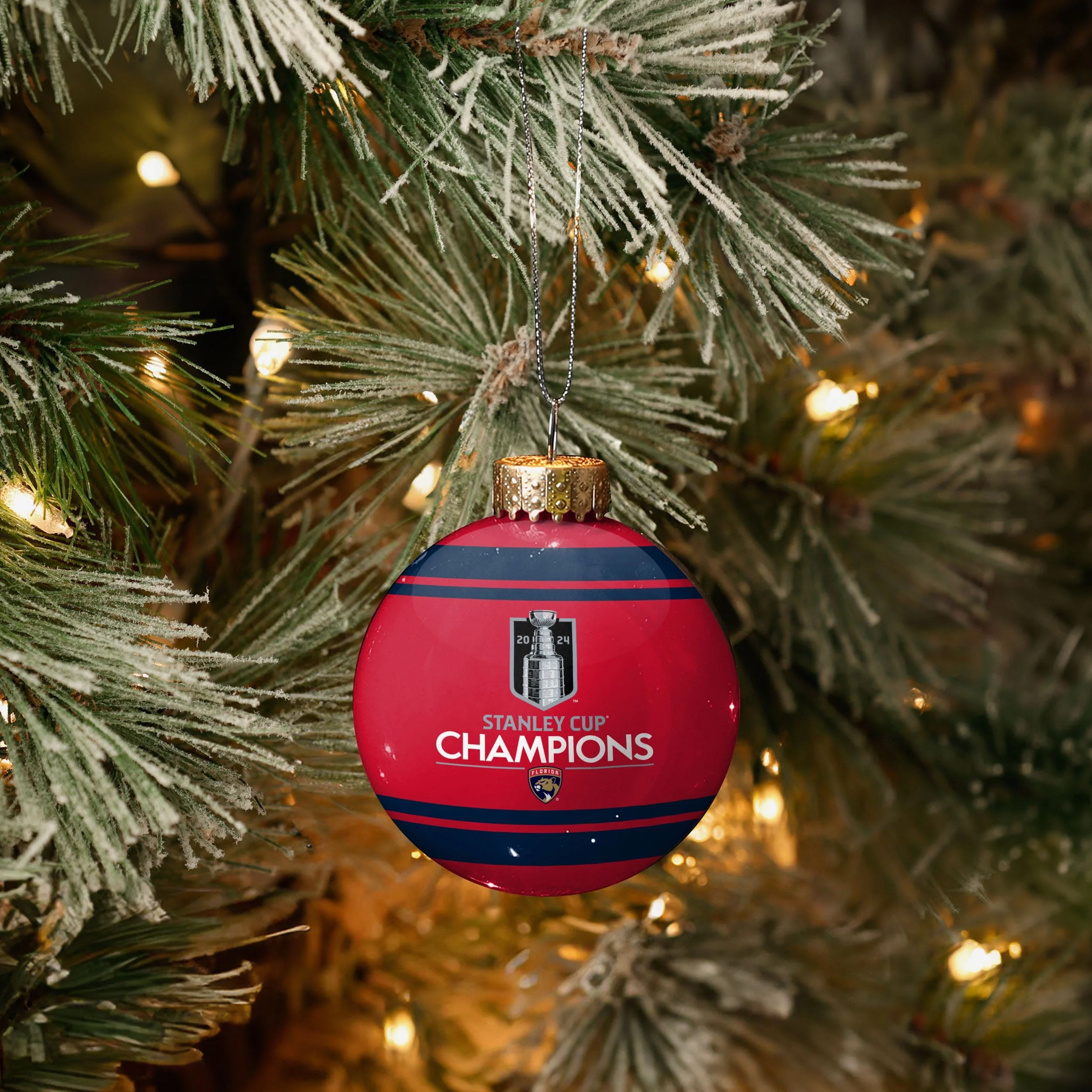 Florida Panthers 2024 Stanley Cup Champions Glass Ball Ornament - Image 3