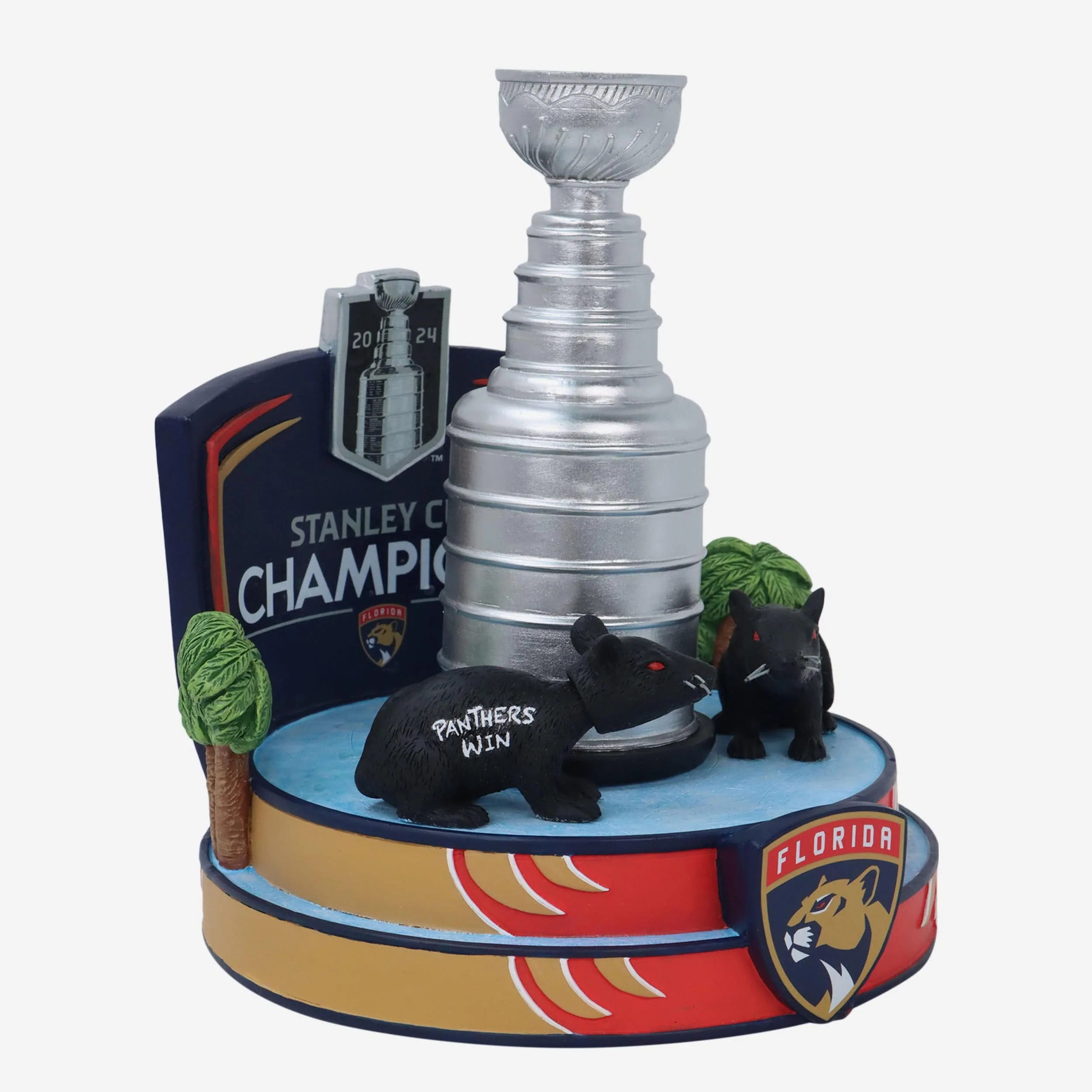 Florida Panthers 2024 Stanley Cup Champions Rat Trick Mini Bobblehead Scene - Image 3