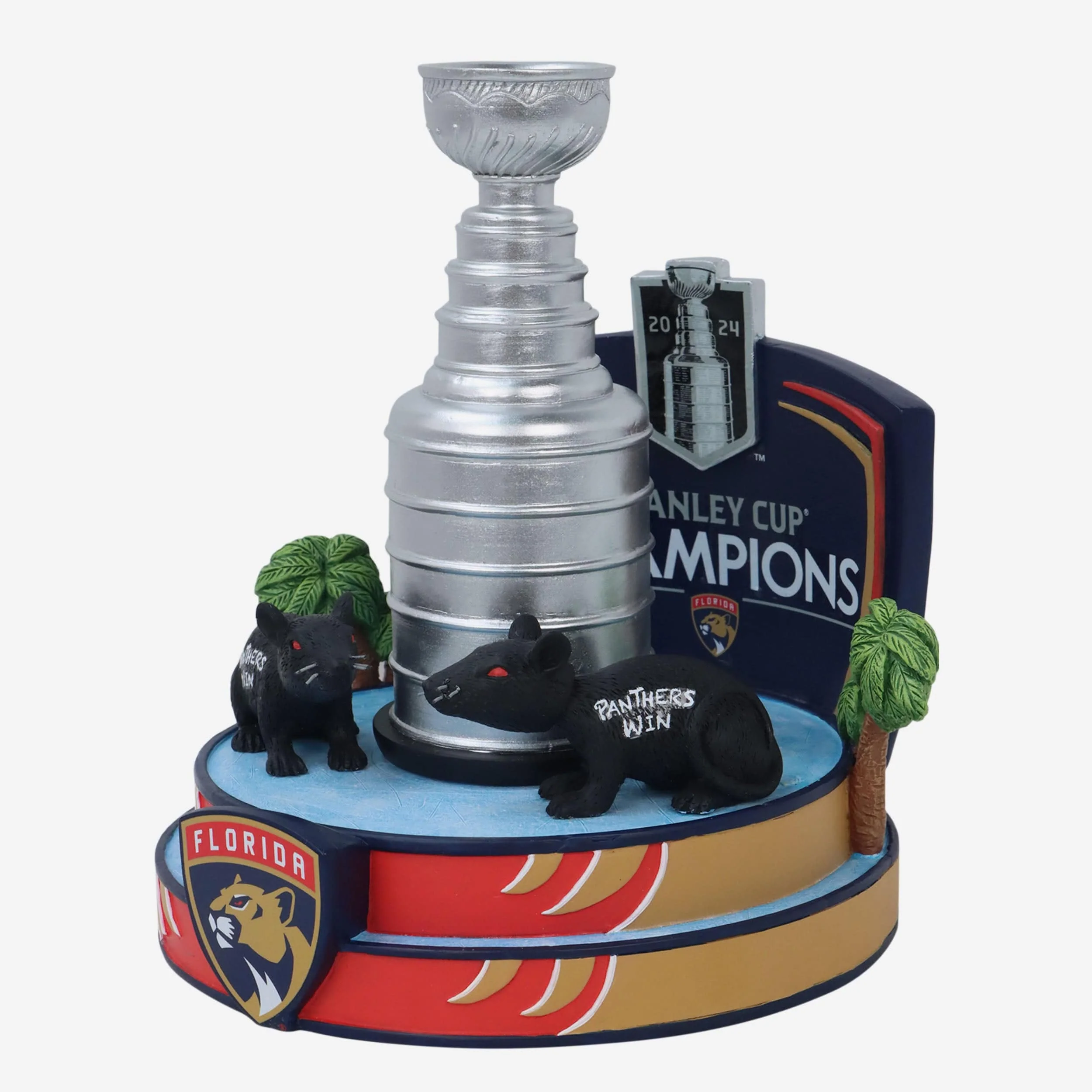 Florida Panthers 2024 Stanley Cup Champions Rat Trick Mini Bobblehead Scene - Image 4